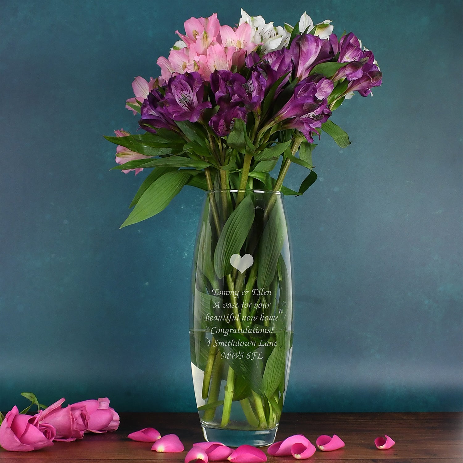 Personalised Heart Glass Bullet Vase - Bullet Vase