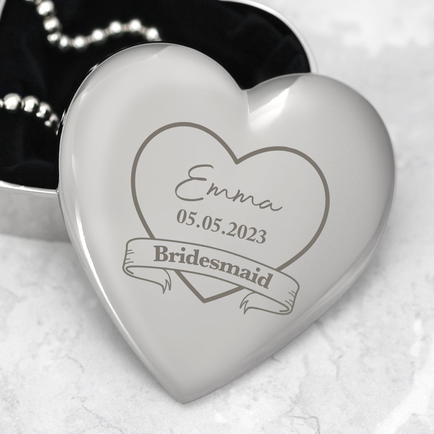 Personalised Bridesmaid Wedding Heart Trinket Box - Trinket Box