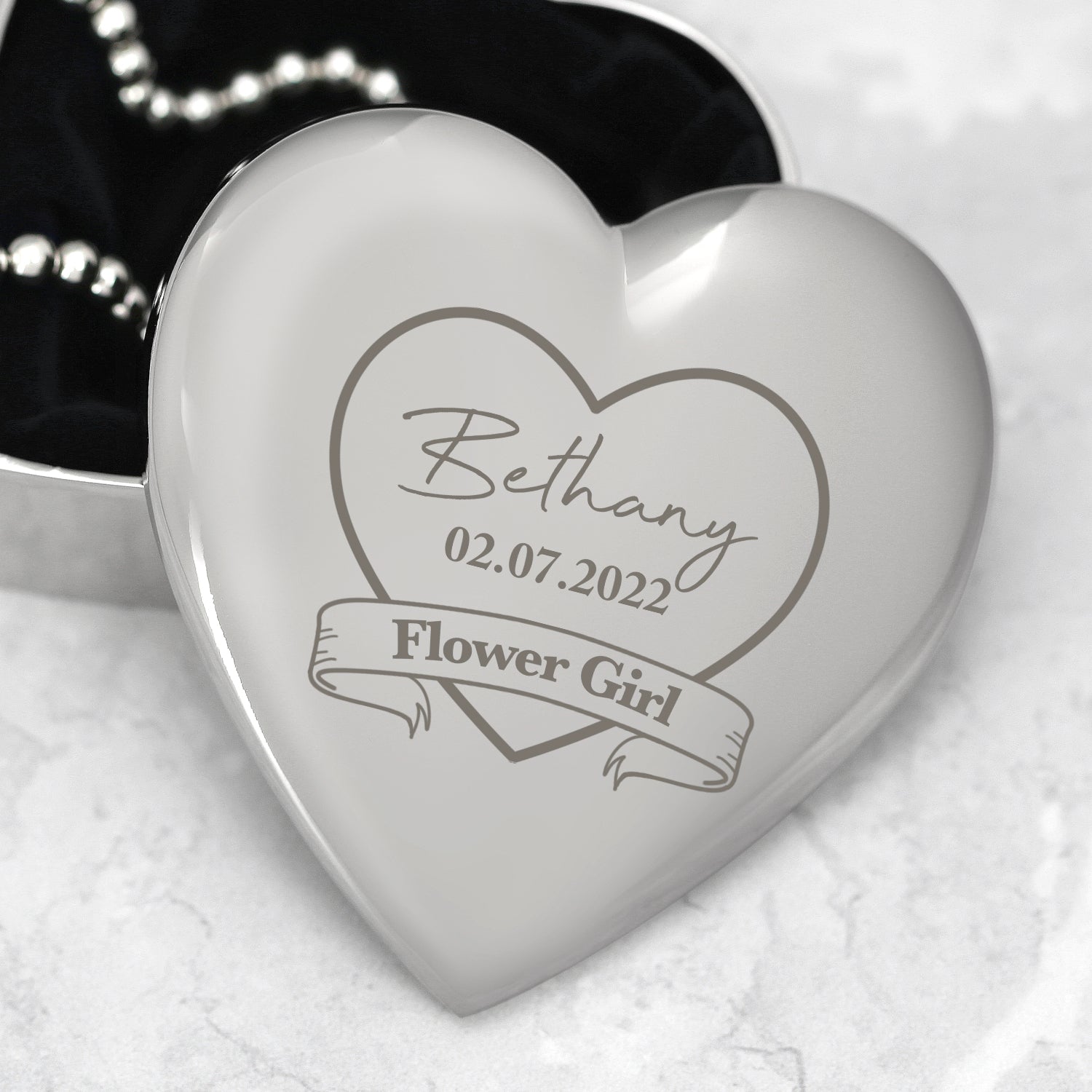 Personalised Flower Girl Wedding Heart Trinket Box - Trinket Box