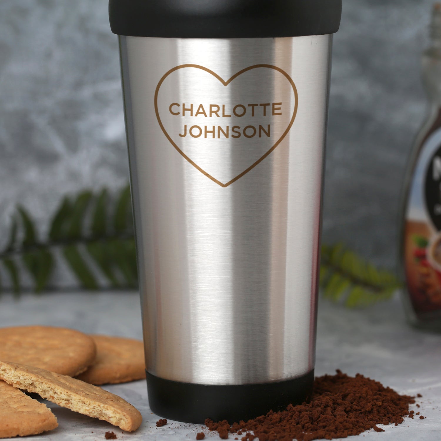 Personalised Heart Name Stainless Steel Travel Tumblers - Travel Mugs