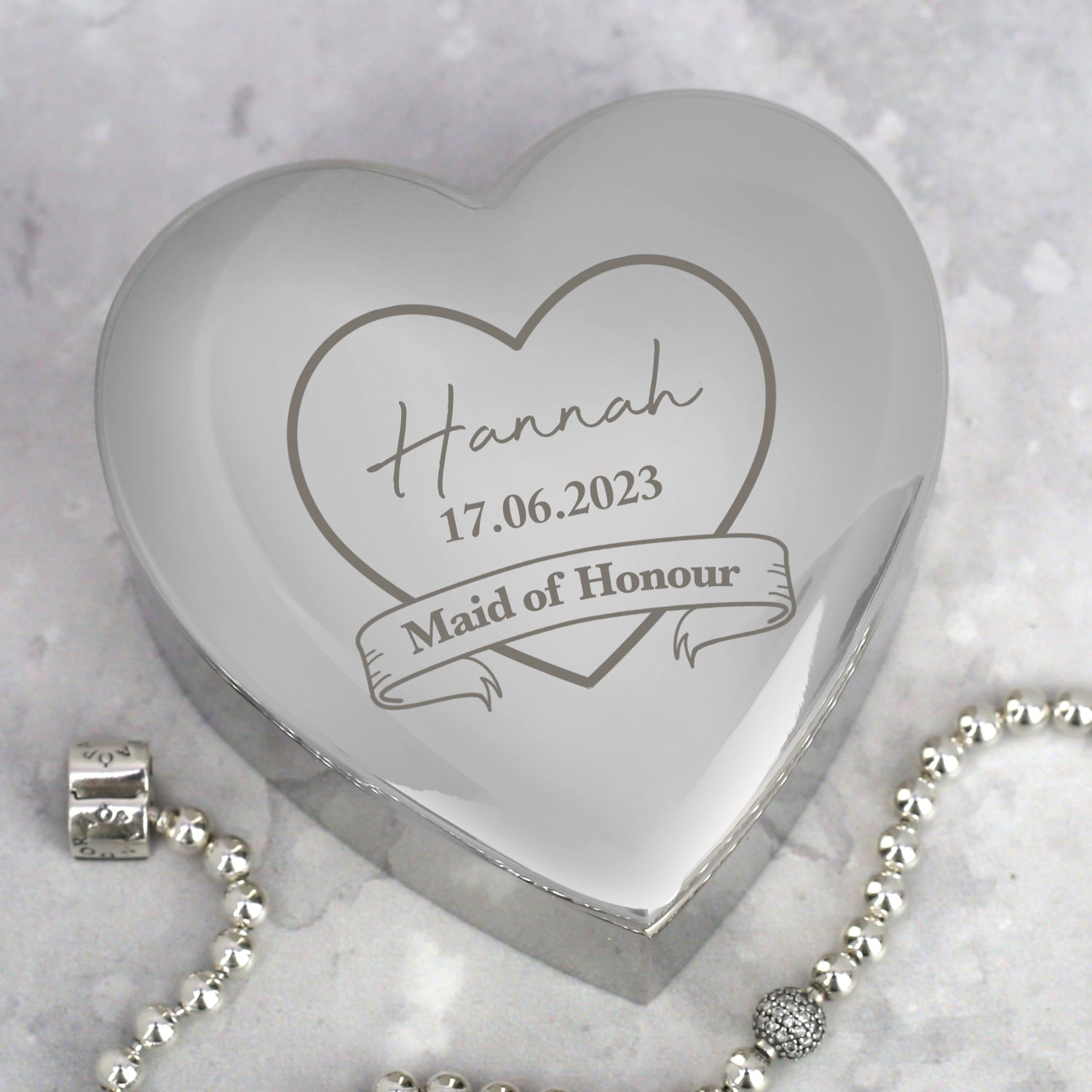 Personalised Maid Of Honour Wedding Heart Trinket Box - Trinket Box