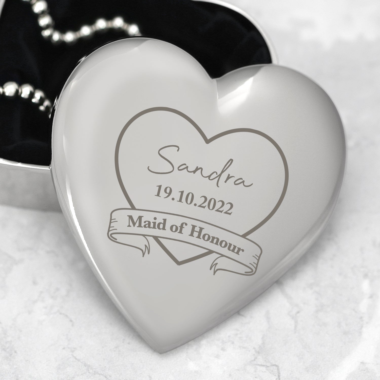 Personalised Maid Of Honour Wedding Heart Trinket Box - Trinket Box