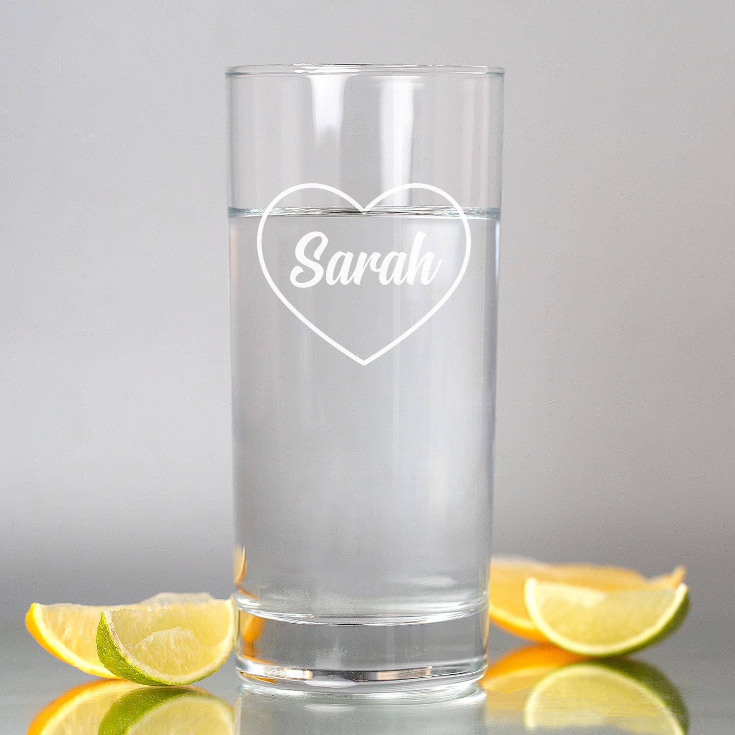 Personalised Name Heart Hi Ball Glass - Hi Ball Glass