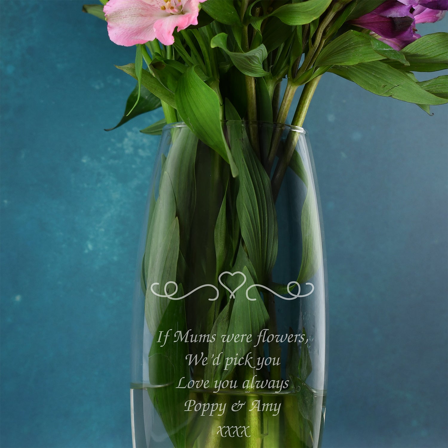 Personalised Heart and Swirls Glass Bullet Vase - Bullet Vase