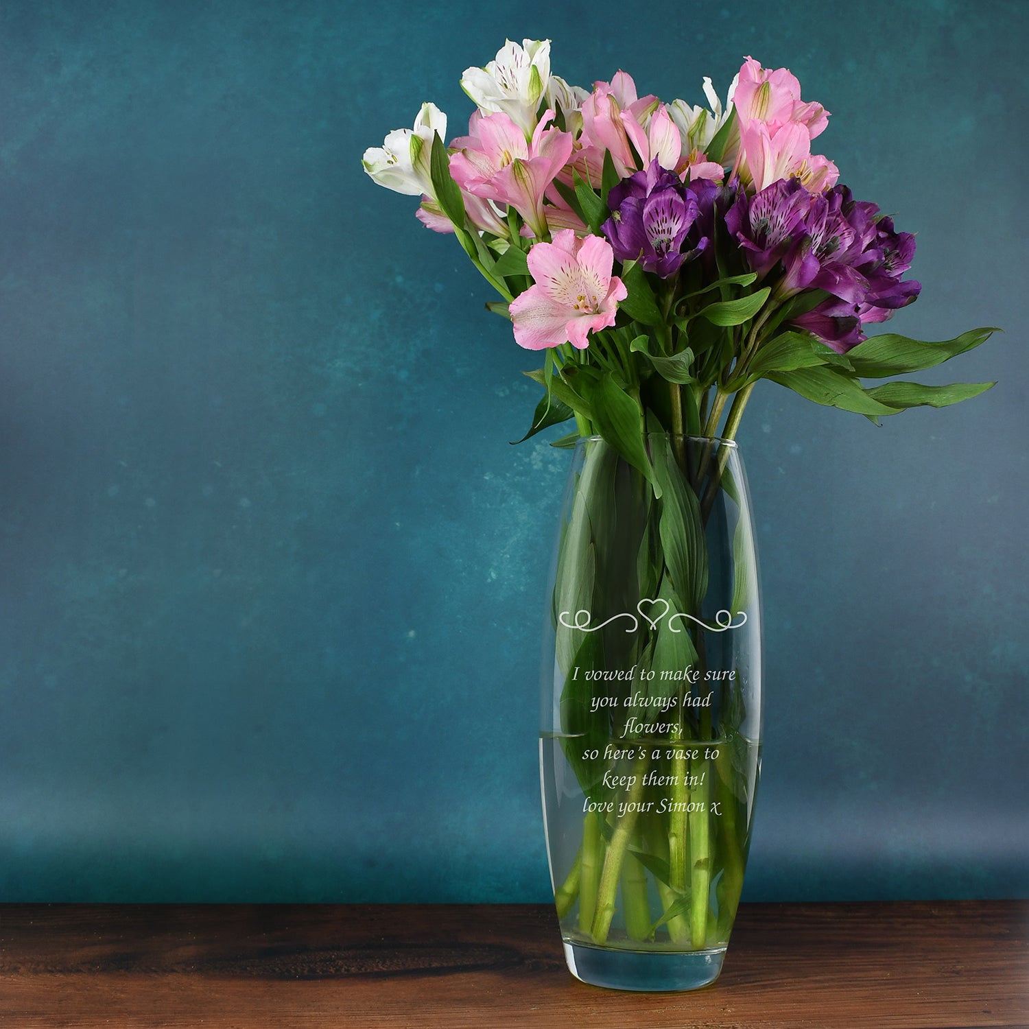 Personalised Heart and Swirls Glass Bullet Vase - Bullet Vase