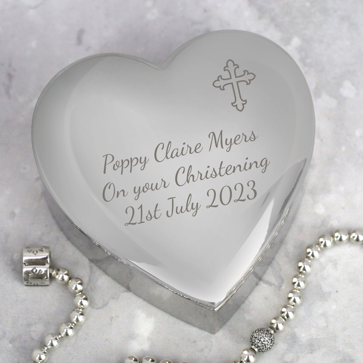 Personalised Cross Heart Trinket Box - Trinket Box