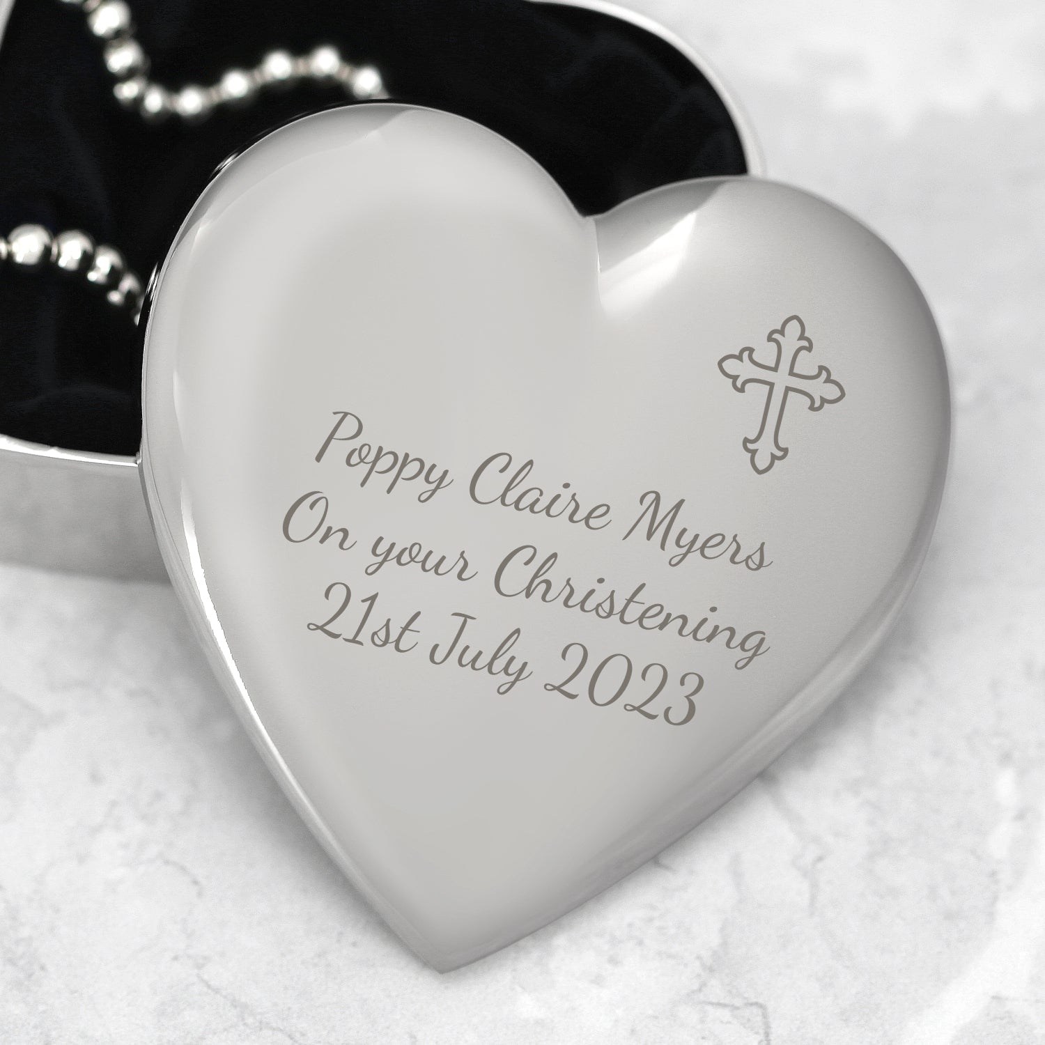 Personalised Cross Heart Trinket Box - Trinket Box