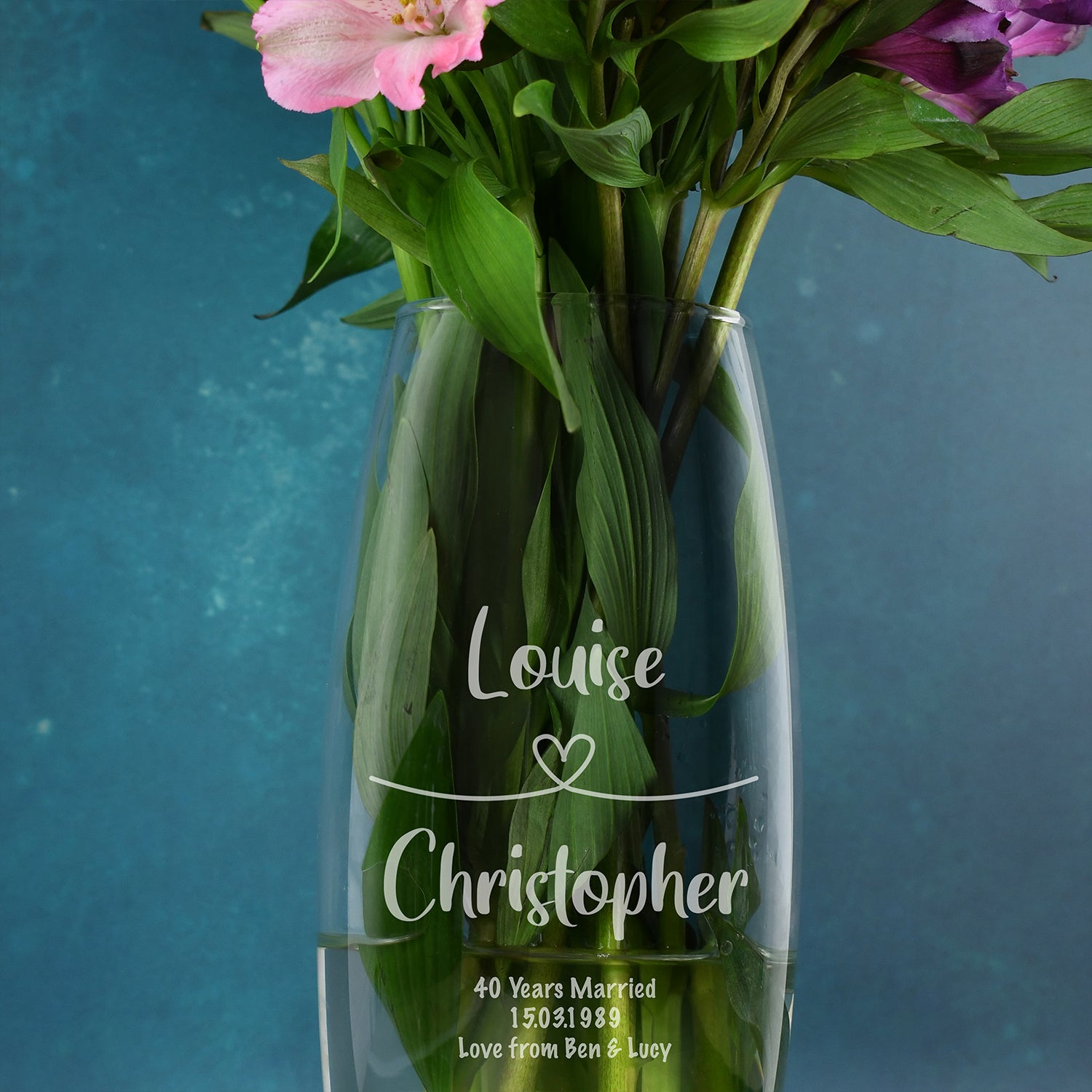 Personalised Heart Loop Glass Bullet Vase - Bullet Vase