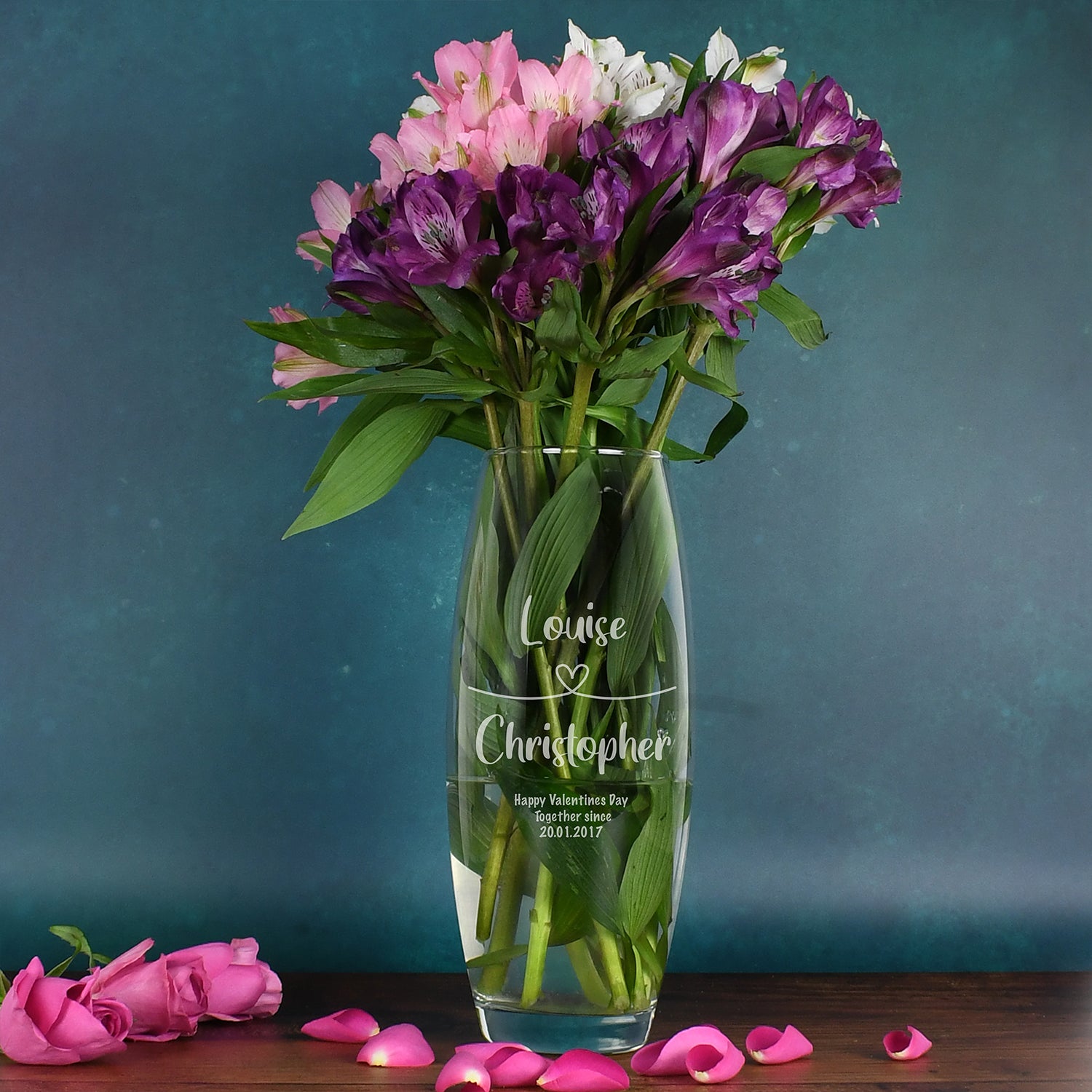 Personalised Heart Loop Glass Bullet Vase - Bullet Vase
