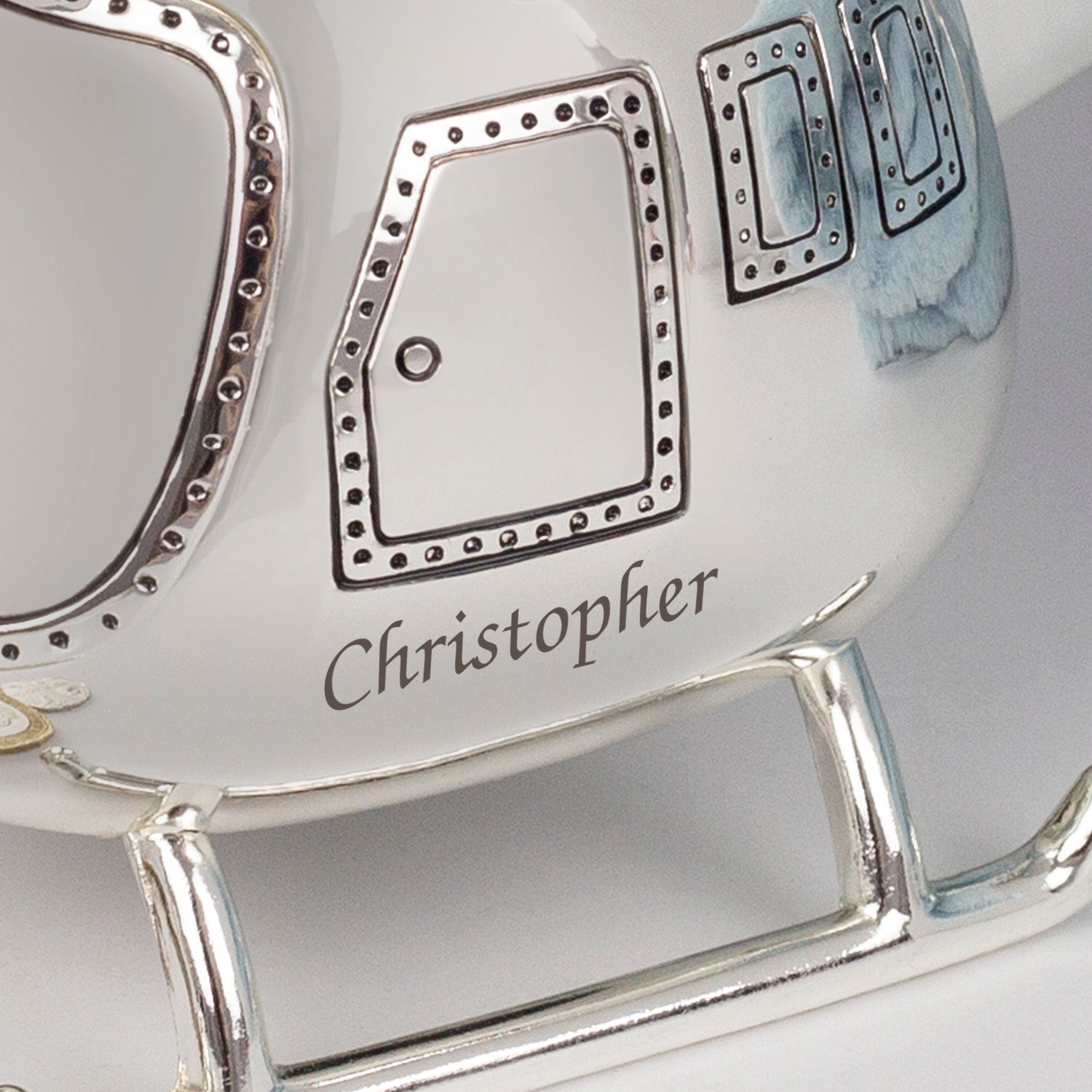 Personalised Name Silver Helicopter Money Box - Money Boxes