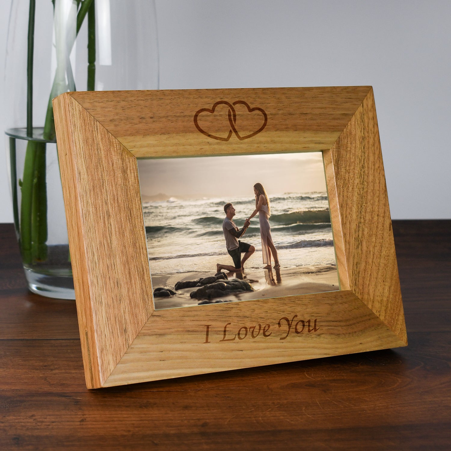 Engraved Wooden 6x4 Landscape I Love You Frame - Photo Frames