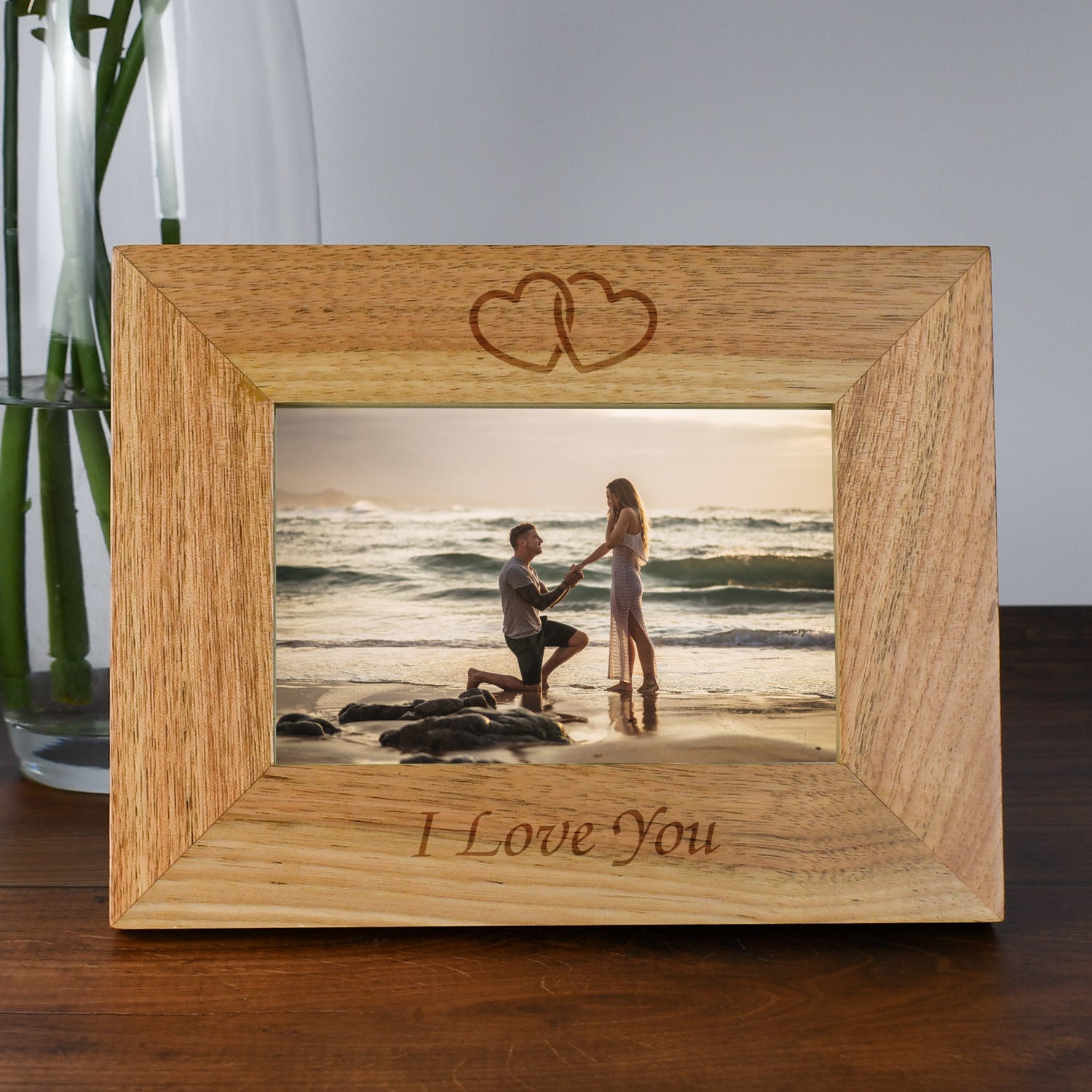 Engraved Wooden 6x4 Landscape I Love You Frame - Photo Frames