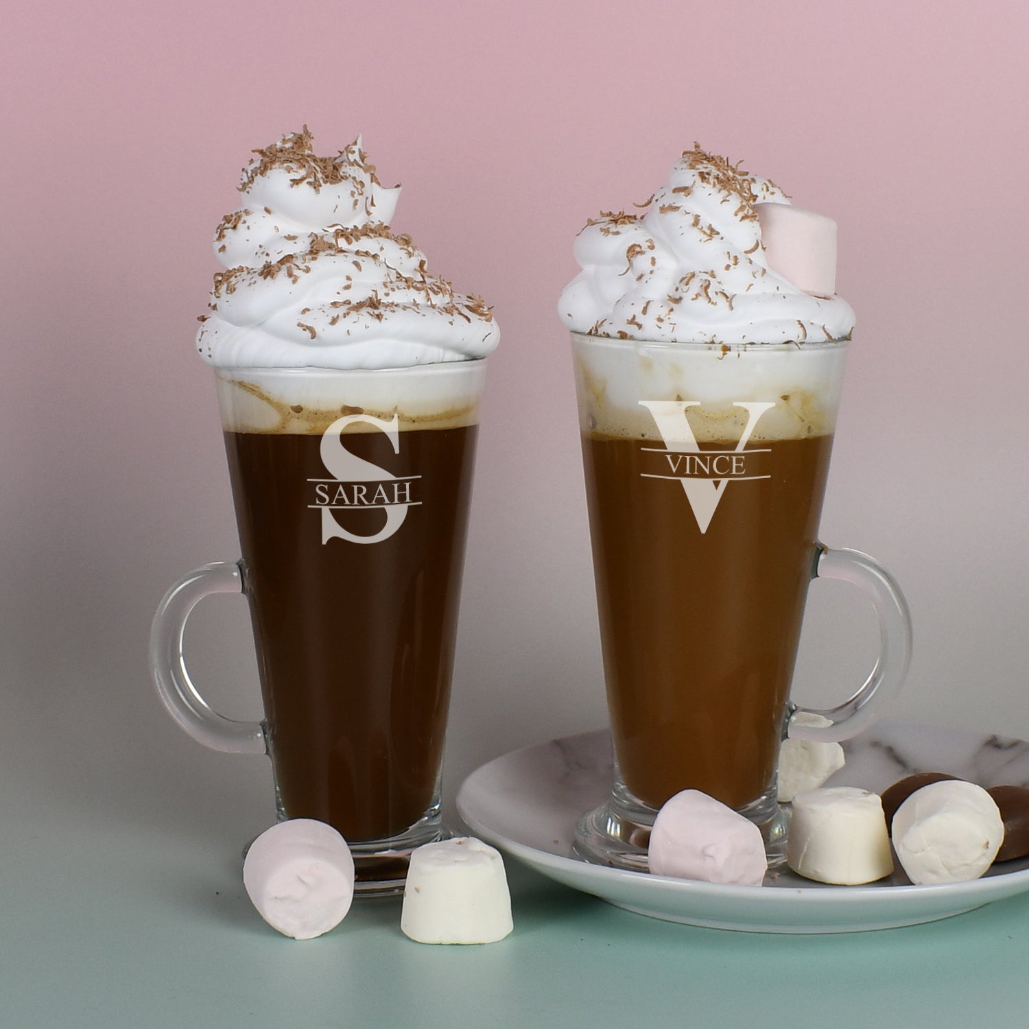 Personalised Initial & Name Latte Glass Set - Latte Glass