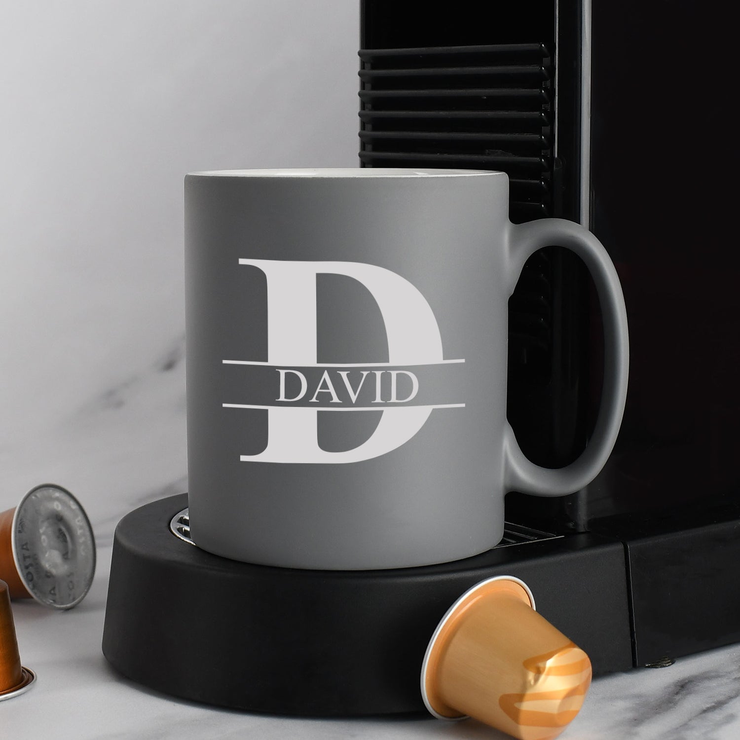 Personalised Initial & Name Mug - Grey - Mugs