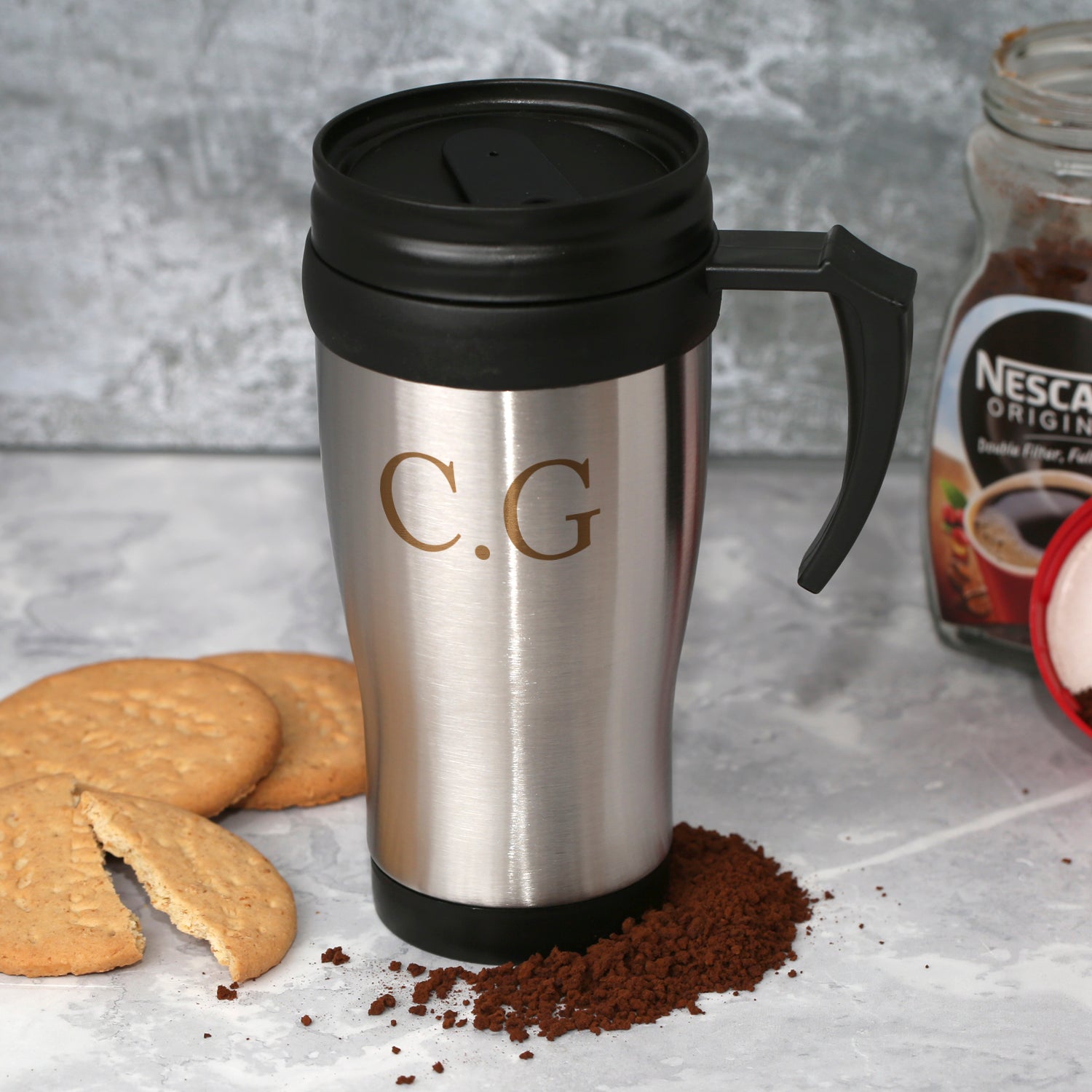 Personalised Initials Stainless Steel Travel Mug - Travel Mugs