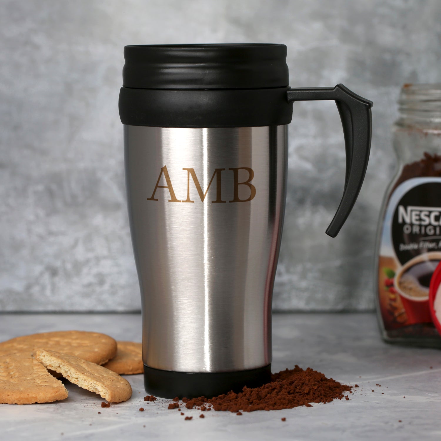 Personalised Initials Stainless Steel Travel Mug - Travel Mugs