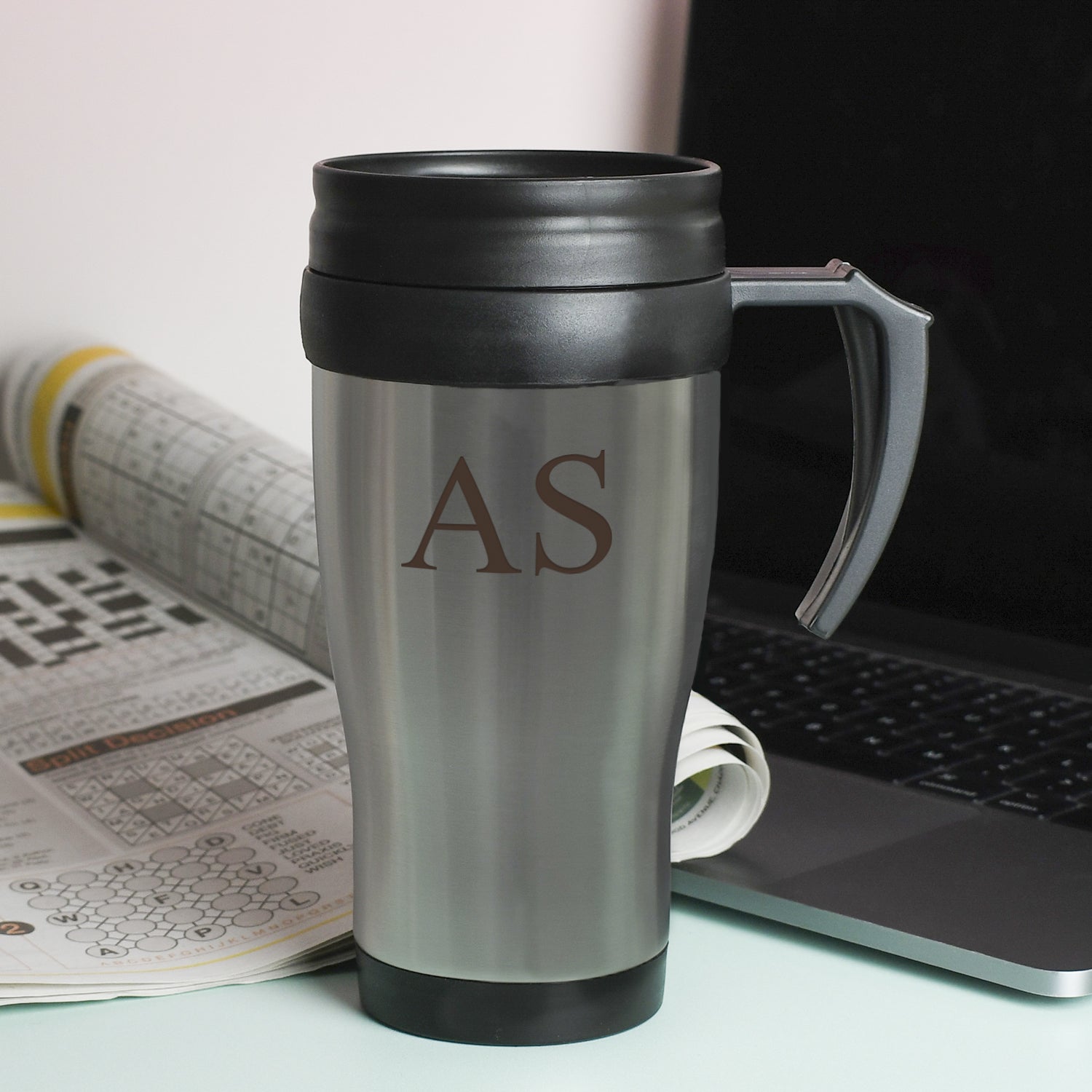 Personalised Initials Stainless Steel Travel Mug - Travel Mugs