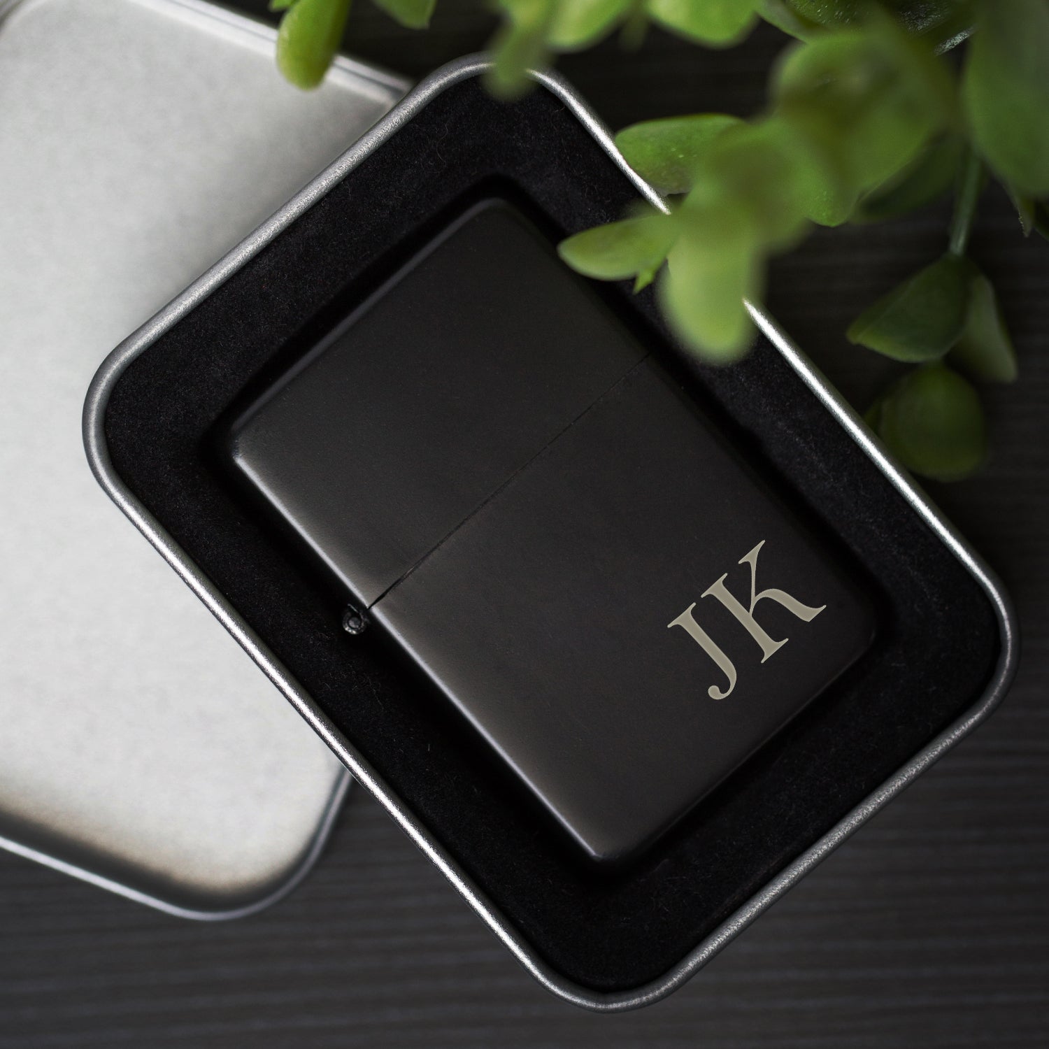 Personalised Initials Black Lighter & Gift Box - Lighters
