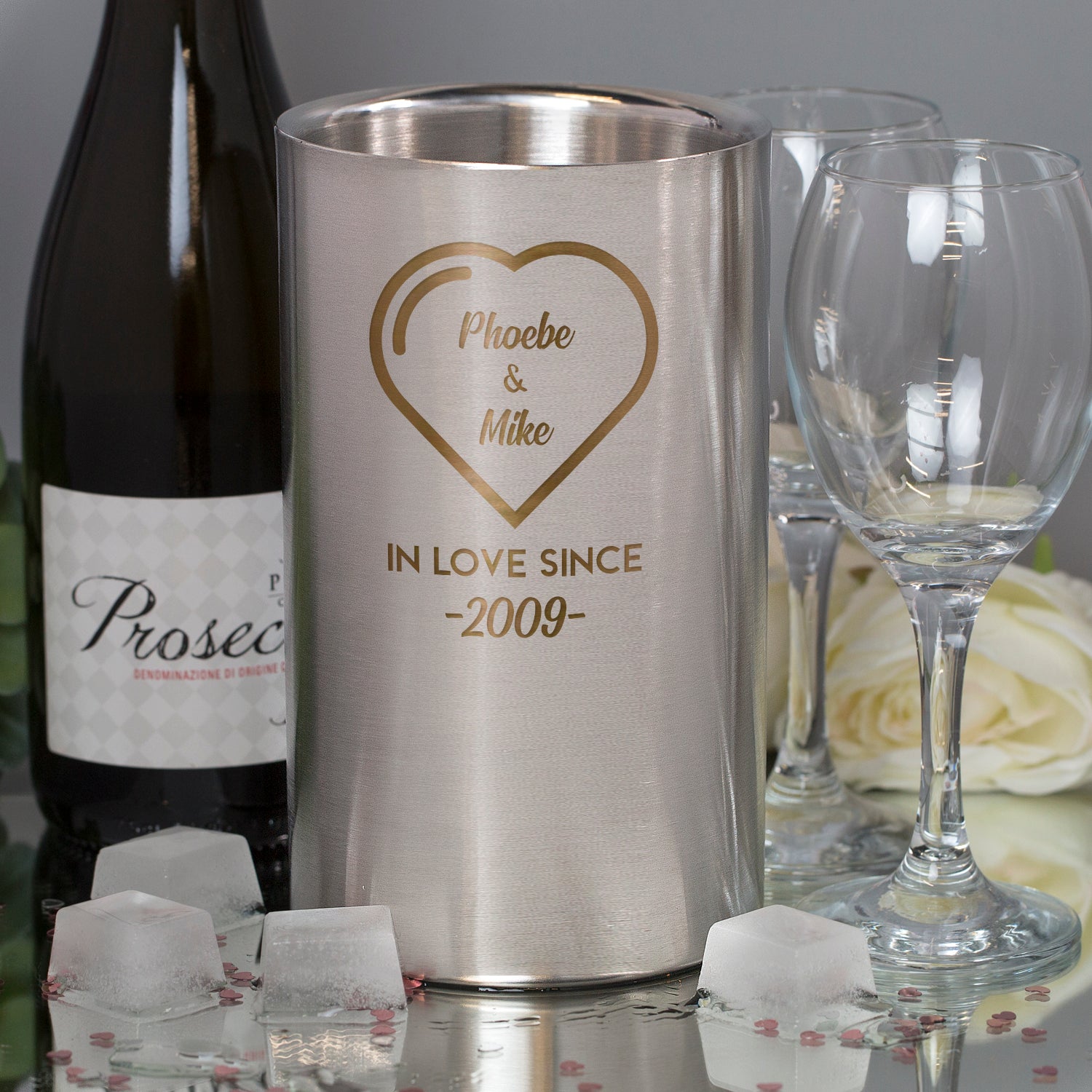 Personalised Heart In Love Since Stainless Steel Wine Cooler - Wine Coolers