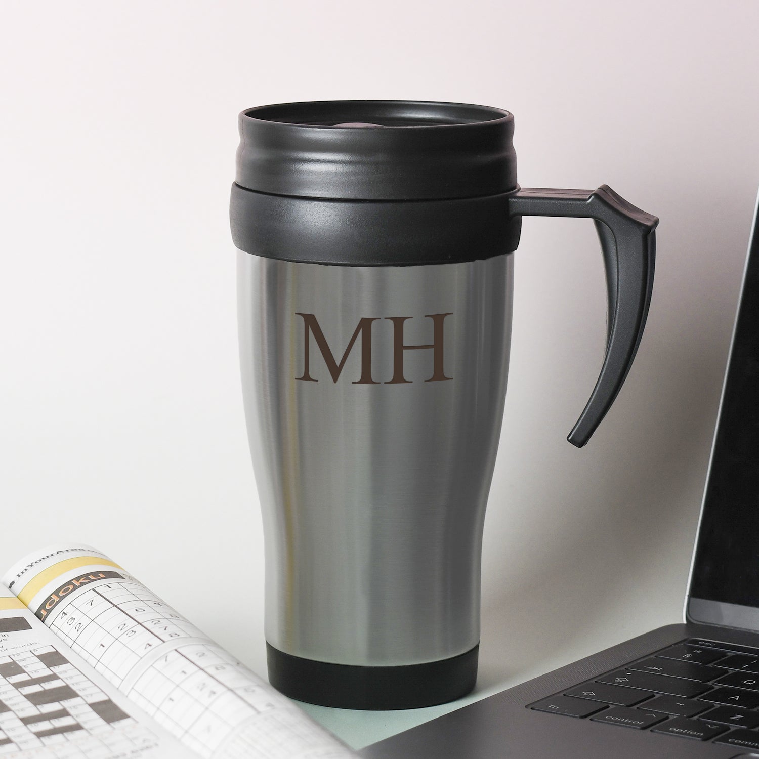 Personalised Initials Stainless Steel Travel Mug - Travel Mugs