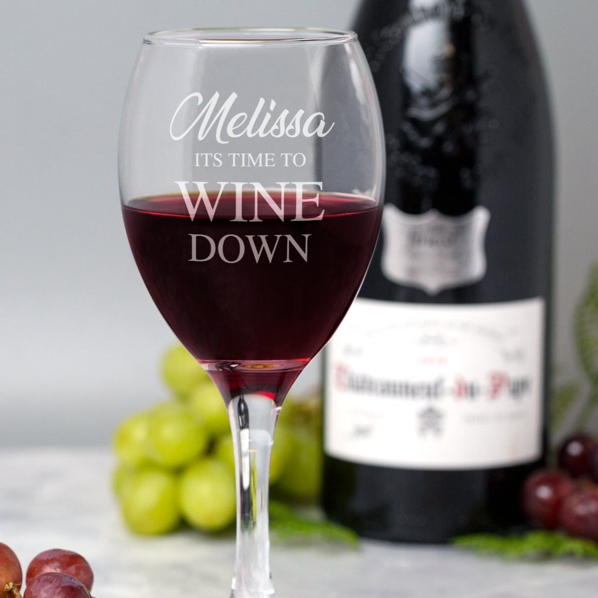 Personalised It’s Time To Wine Down Wine Glass - Wine Glasses