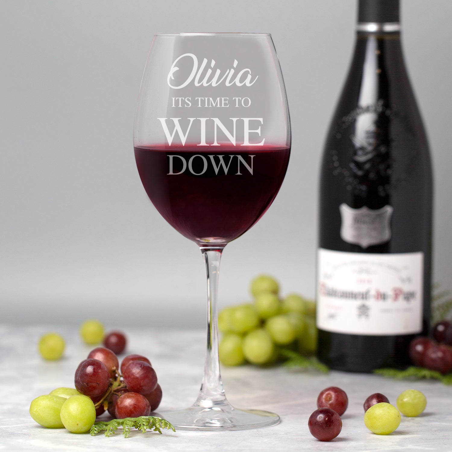 Personalised Large It’s Time To Wine Down Wine Glass - Wine Glasses