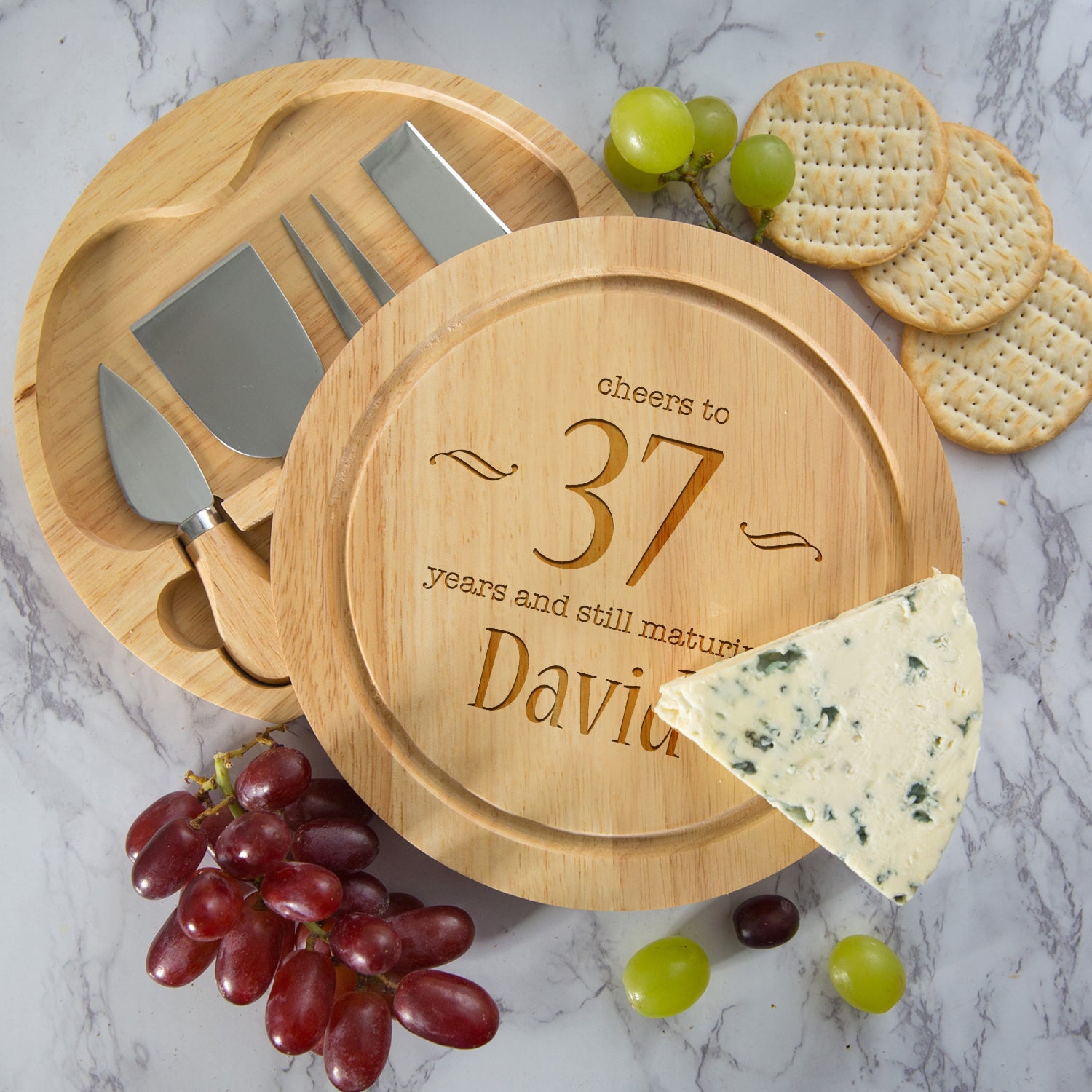 Personalised Decorative Birthday Cheese Board And Knives Set - Cheeseboard Sets