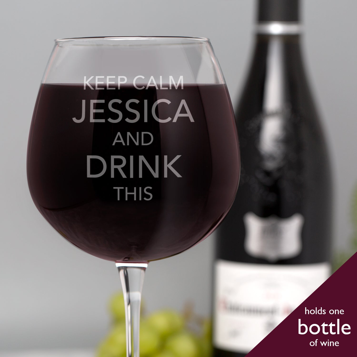 Personalised Keep Calm And Drink Wine Bottle Of Wine Glass - Wine Glasses