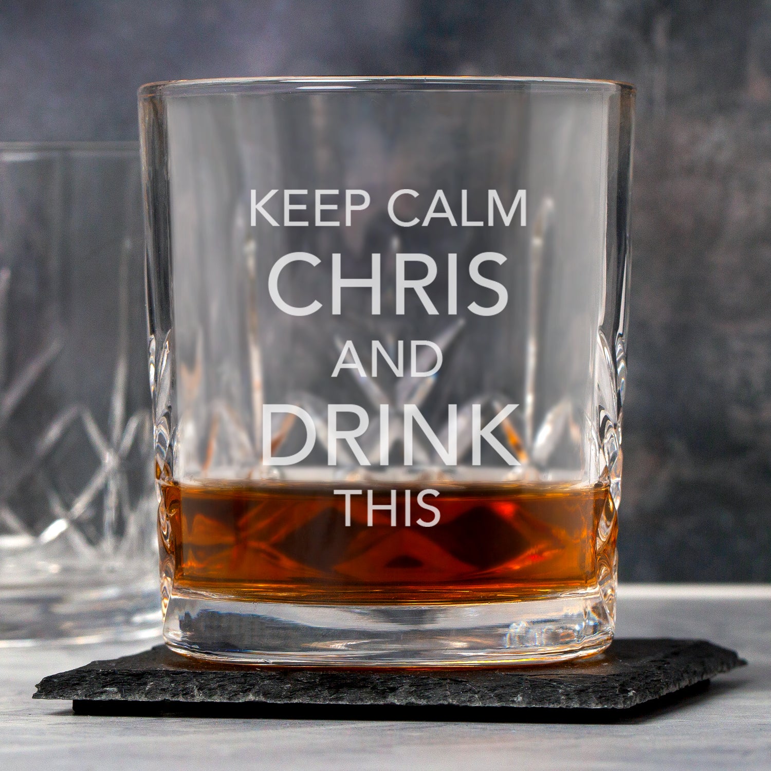 Personalised Keep Calm Crystal Panel Glass Tumbler - Glass Tumblers
