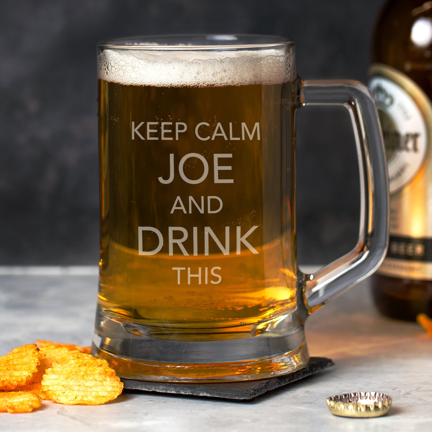 Personalised Keep Calm Glass Pint Stern Tankard - Beer Glasses