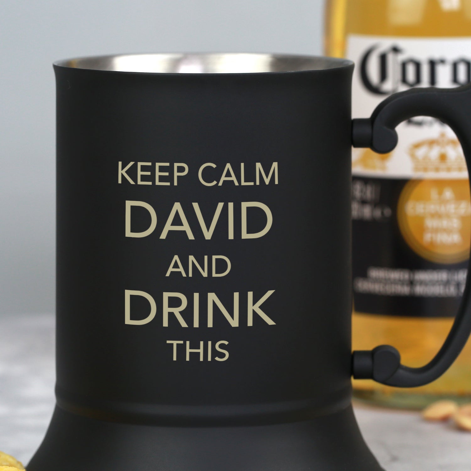Personalised Keep Calm Matt Black Stainless Steel Tankard - Stainless Steel Tankards