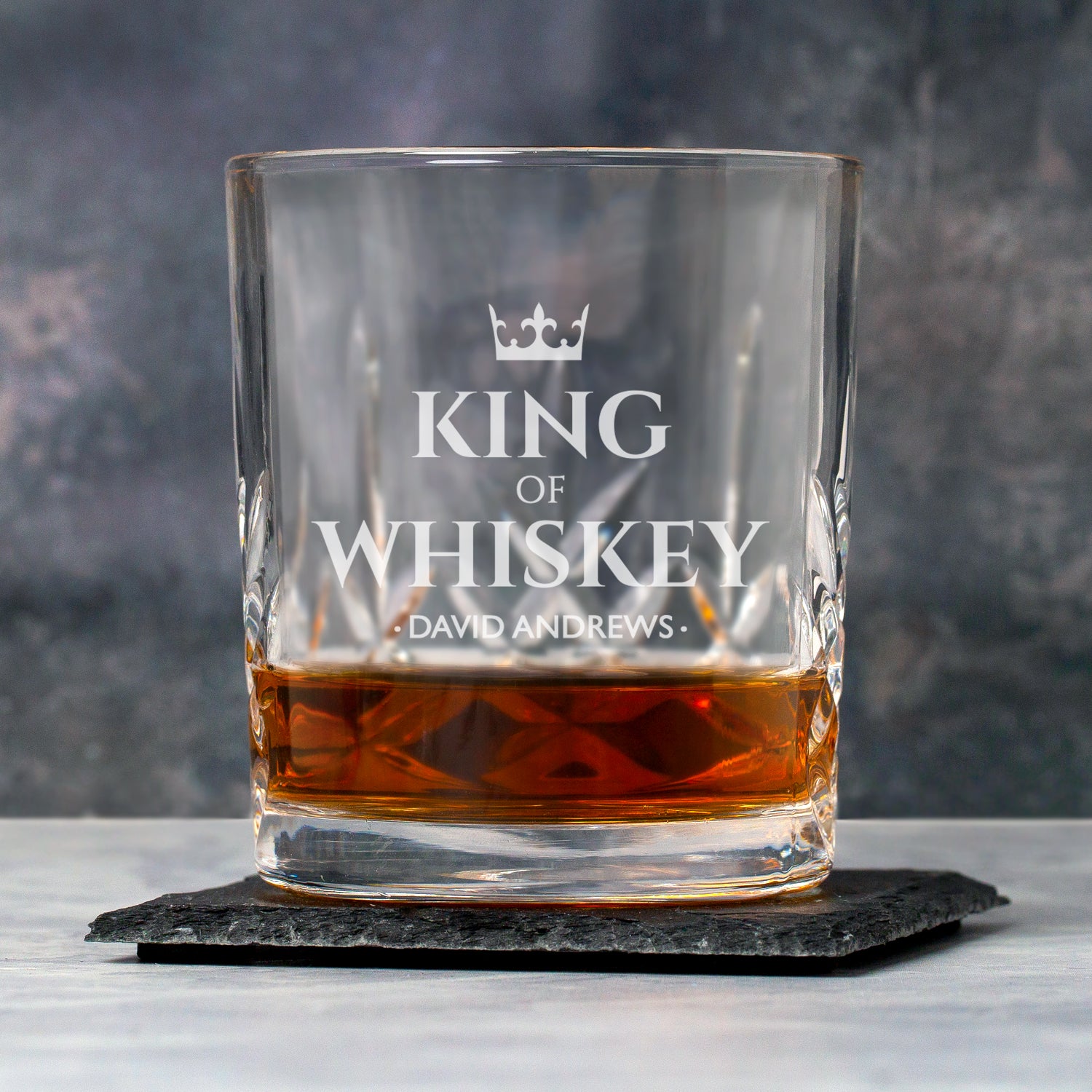 Personalised King Of Whiskey Crystal Panel Glass Tumbler - Glass Tumblers