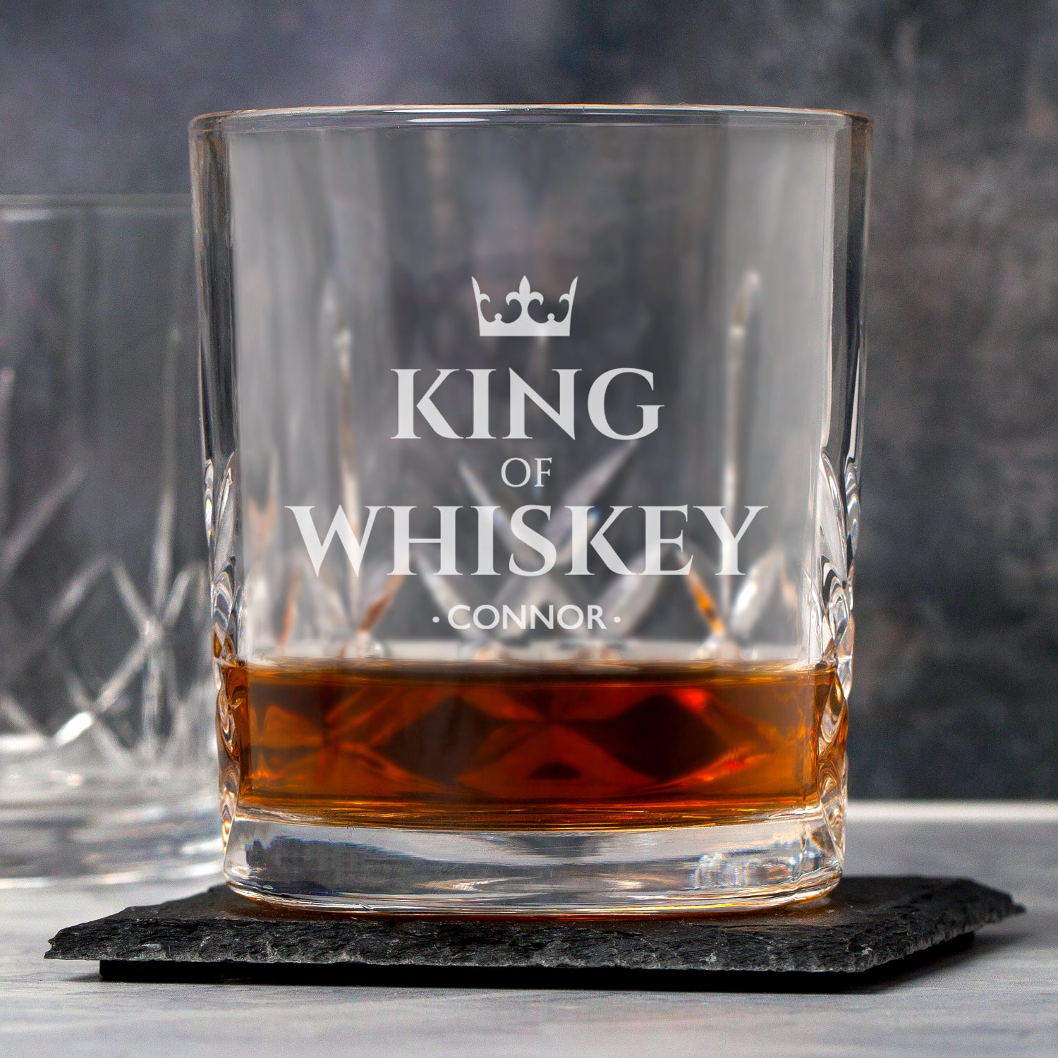 Personalised King Of Whiskey Crystal Panel Glass Tumbler - Glass Tumblers