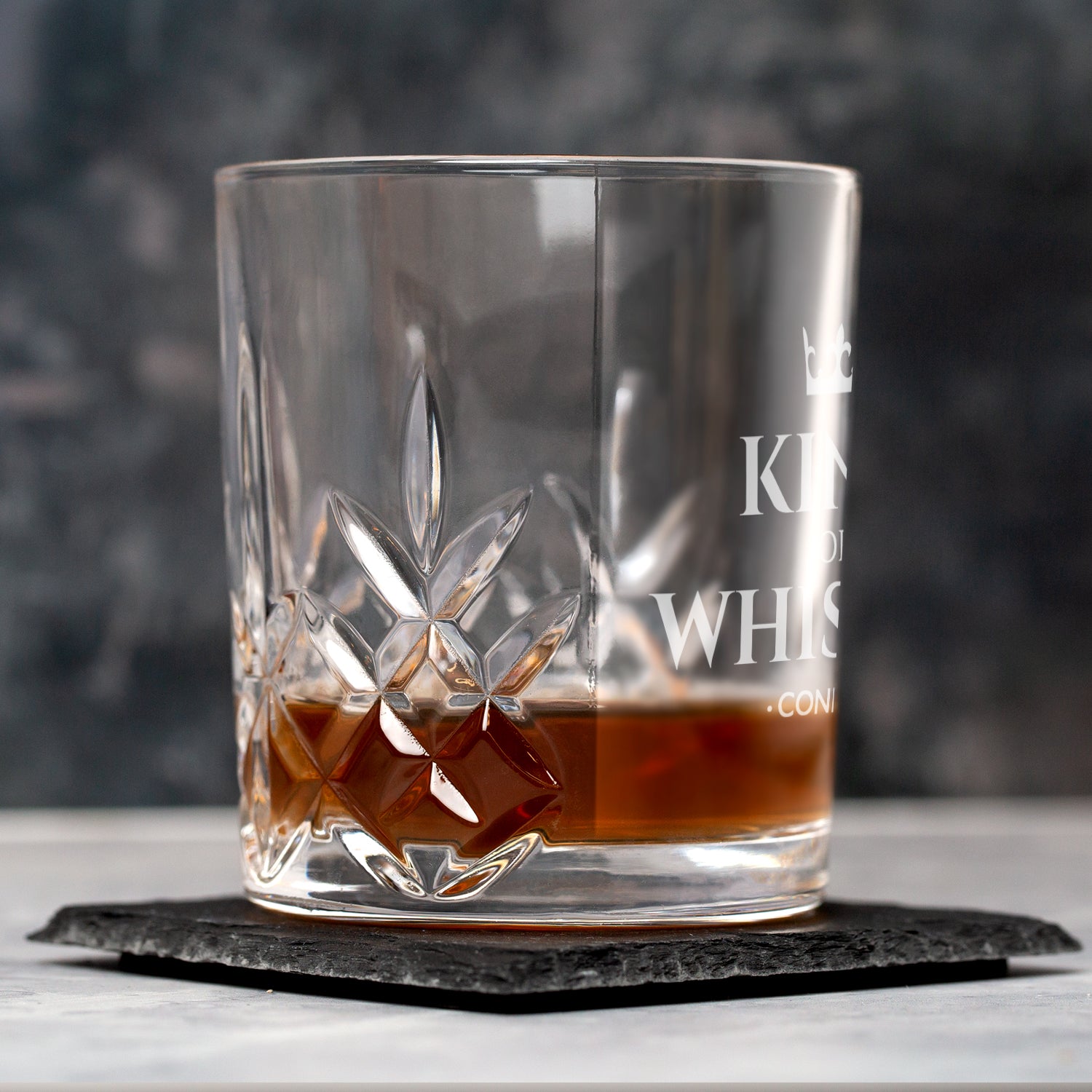 Personalised King Of Whiskey Crystal Panel Glass Tumbler - Glass Tumblers
