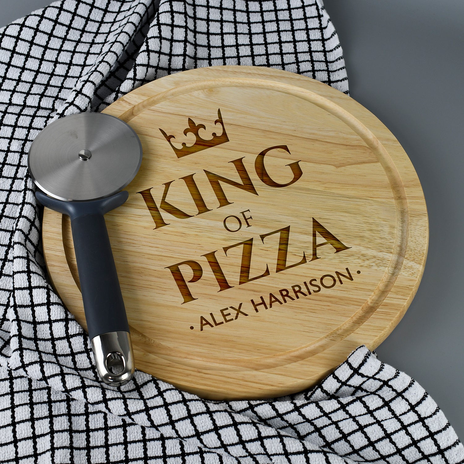 Personalised King of Pizza Large Round Pizza Board - Pizza Boards