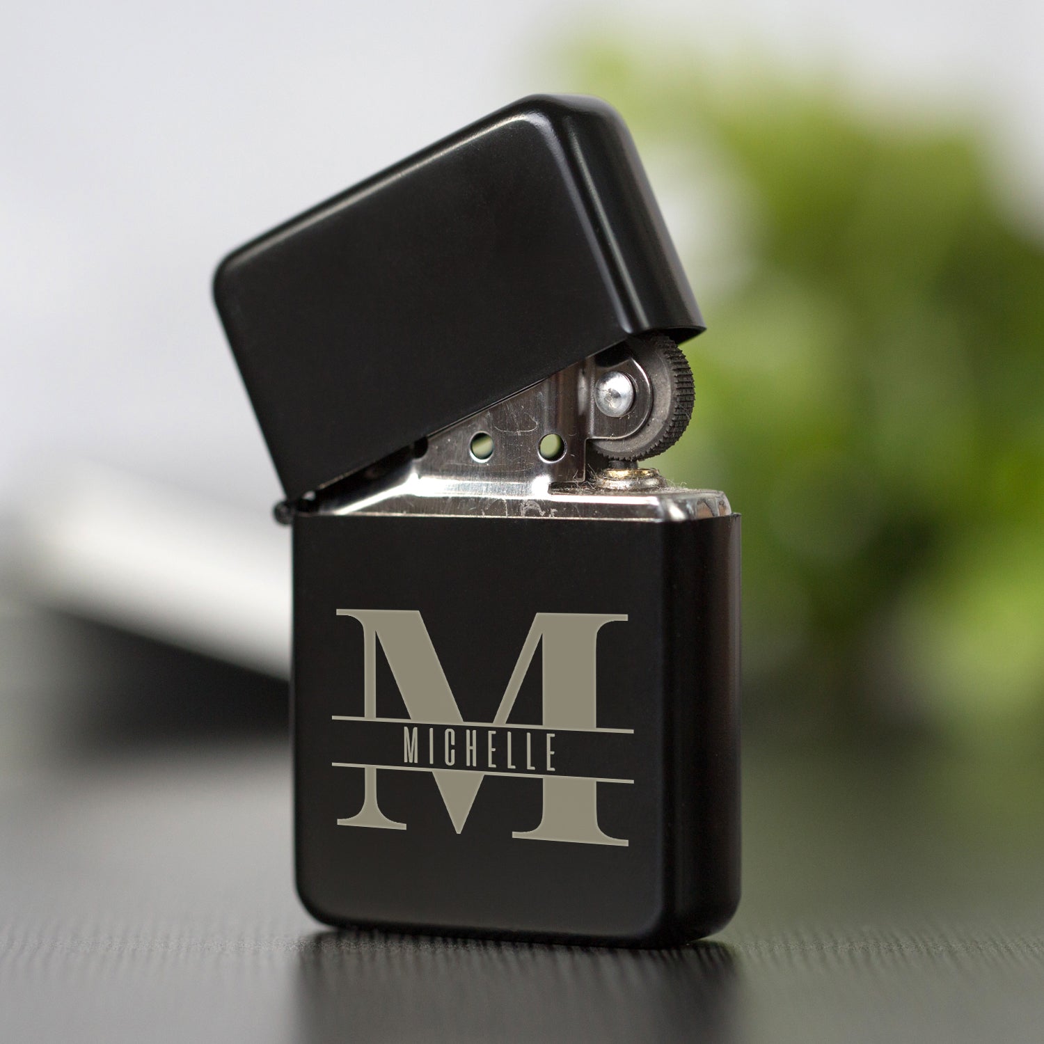 Personalised Initial & Name Black Lighter & Gift Box - Lighters