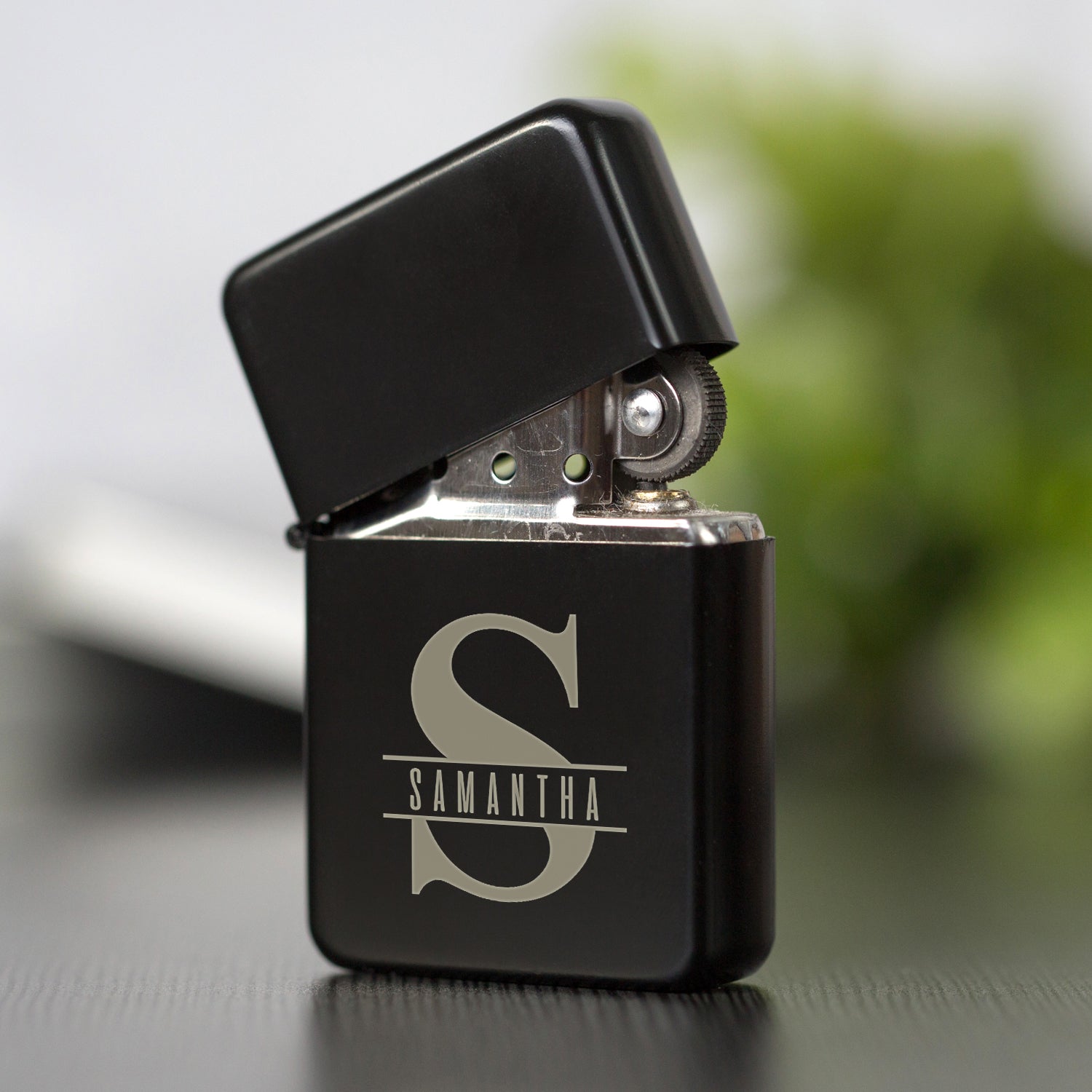 Personalised Initial & Name Black Lighter & Gift Box - Lighters