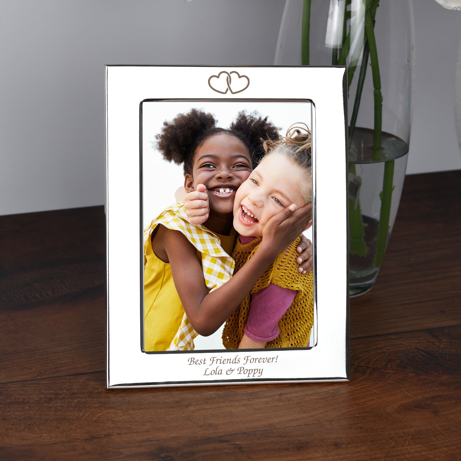 Personalised Silver 5x7 Hearts Photo Frame - Photo Frames