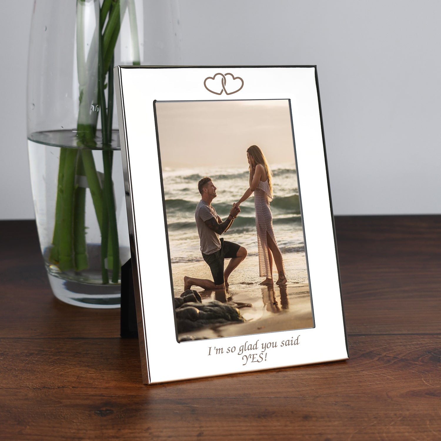 Personalised Silver 4x6 Hearts Photo Frame - Photo Frames