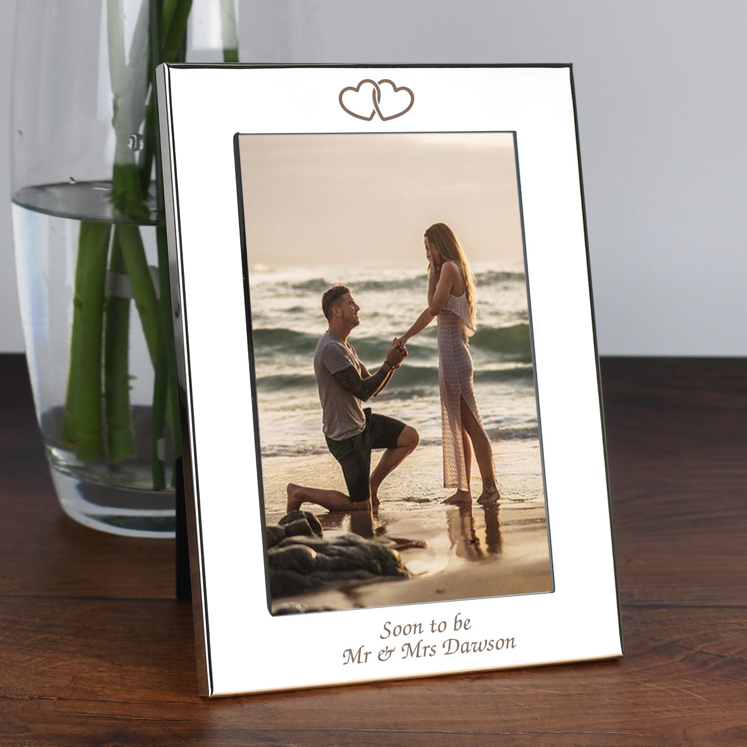 Personalised Silver 4x6 Hearts Photo Frame - Photo Frames