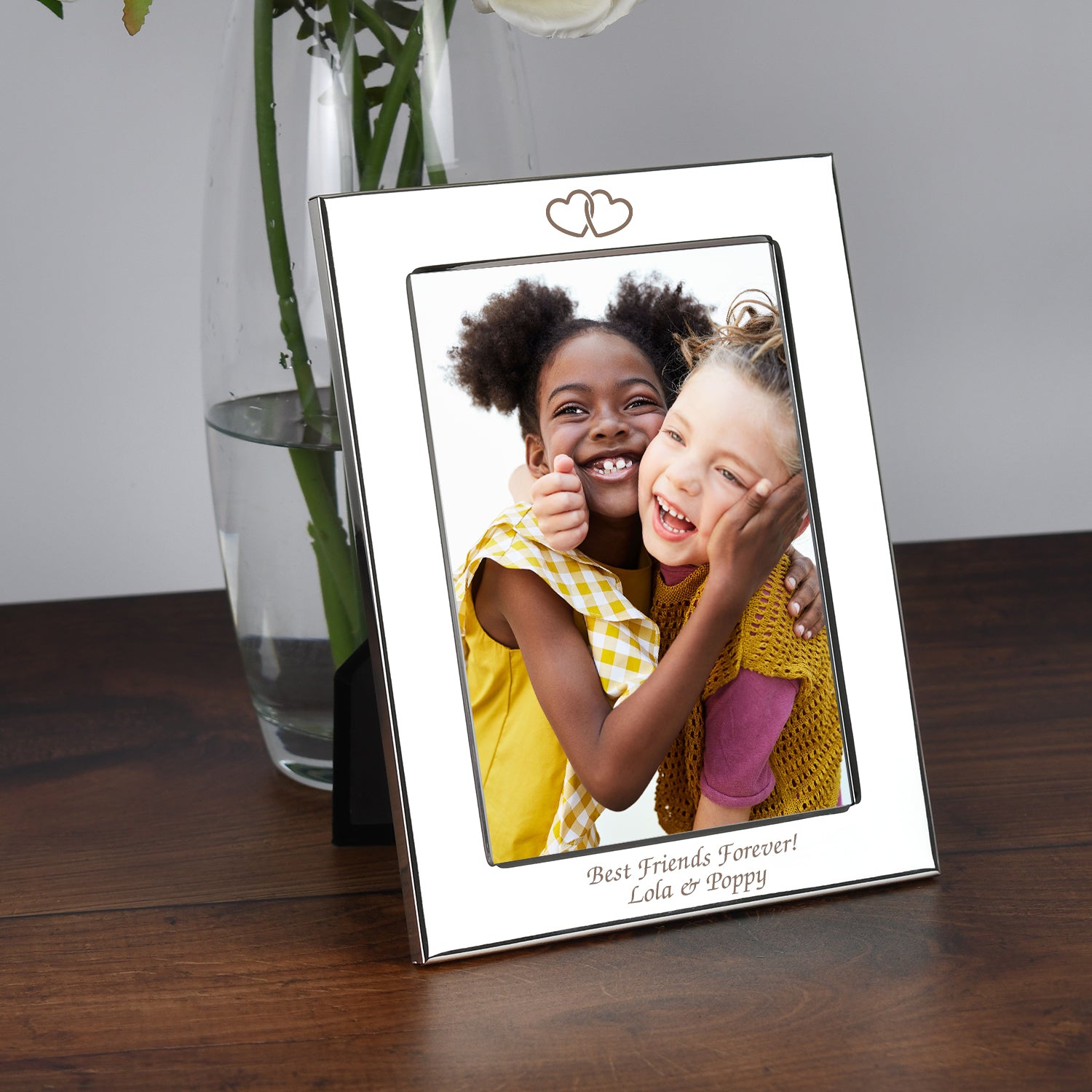 Personalised Silver 5x7 Hearts Photo Frame - Photo Frames
