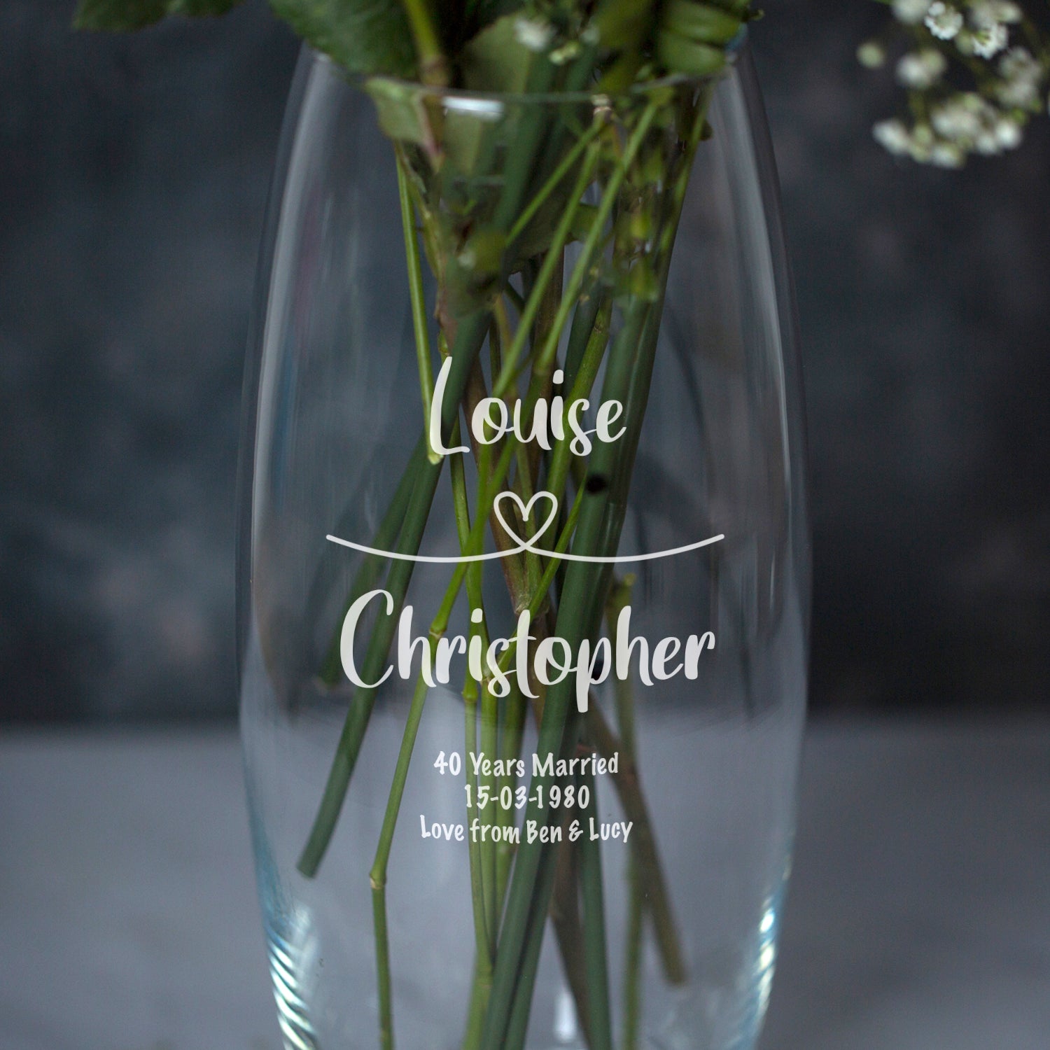 Personalised Heart Loop Glass Bullet Vase - Bullet Vase