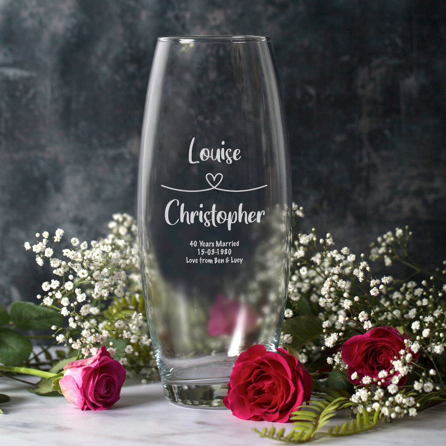 Personalised Heart Loop Glass Bullet Vase - Bullet Vase