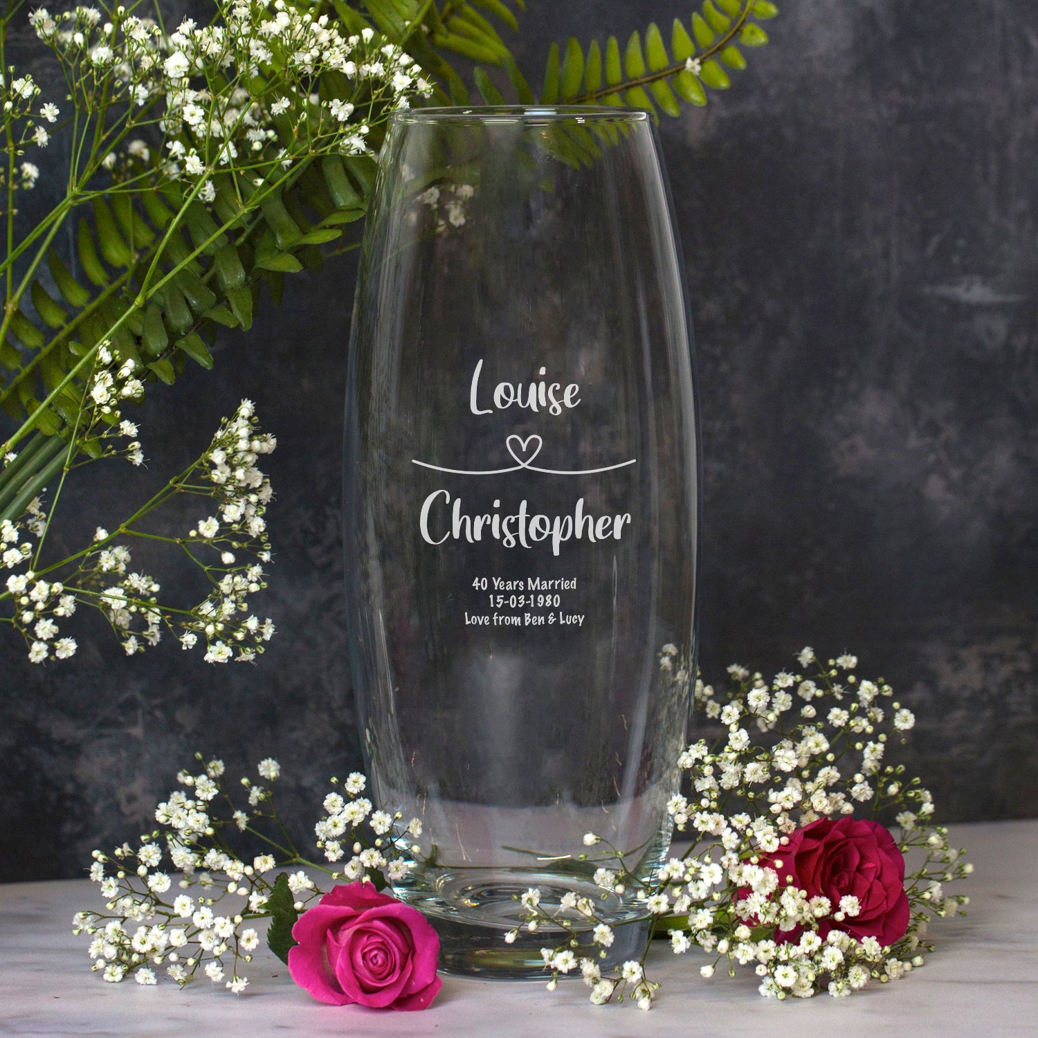 Personalised Heart Loop Glass Bullet Vase - Bullet Vase