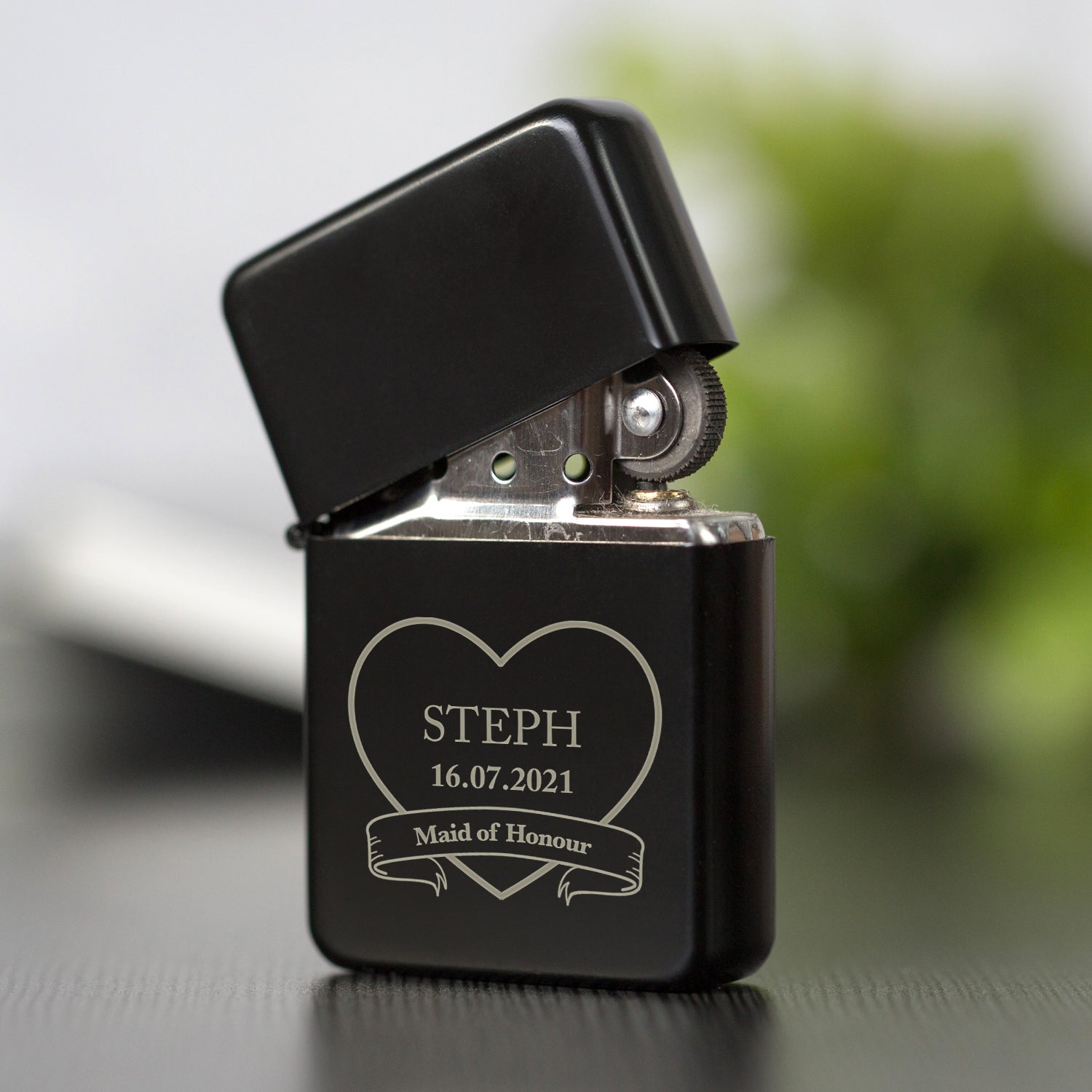 Personalised Maid of Honour Black Wedding Lighter & Gift Box - Lighters