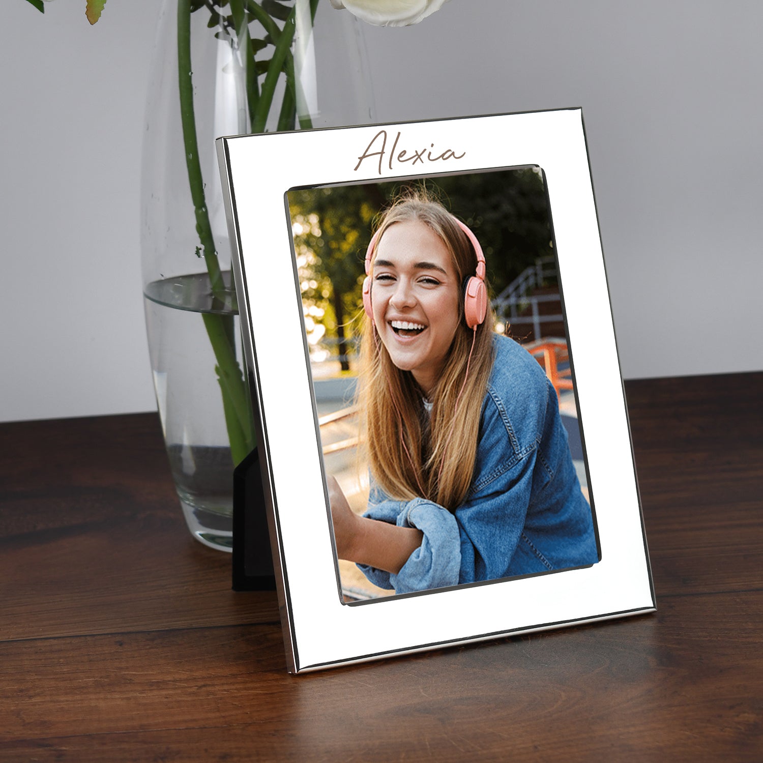 Personalised Silver 5x7 Large Name Photo Frame - Photo Frames