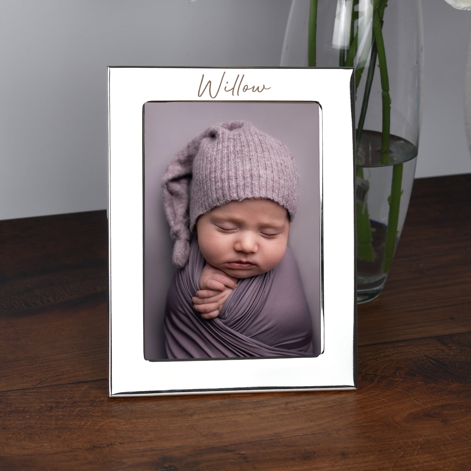 Personalised Silver 5x7 Large Name Photo Frame - Photo Frames