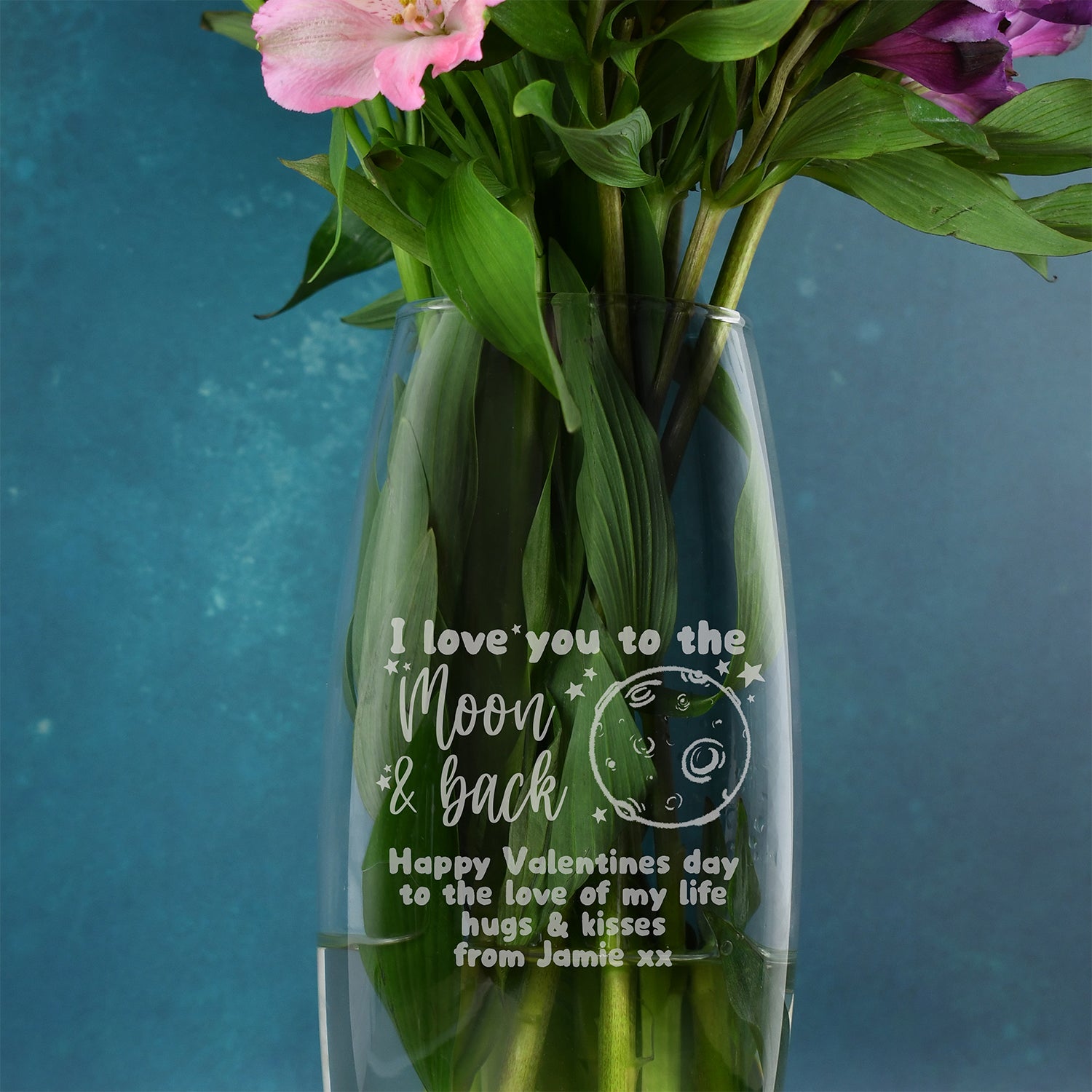 Personalised To The Moon and Back Glass Bullet Vase - Bullet Vase