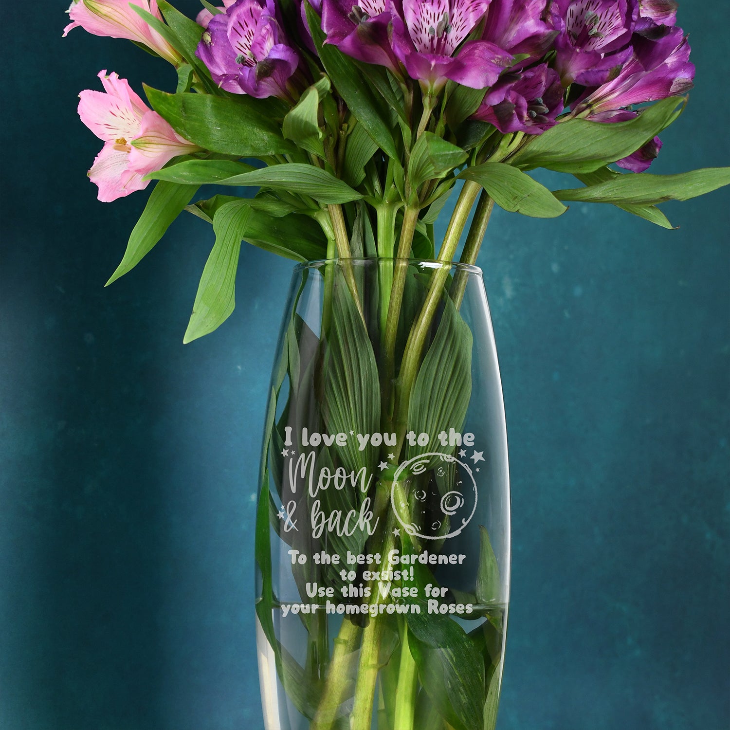 Personalised To The Moon and Back Glass Bullet Vase - Bullet Vase