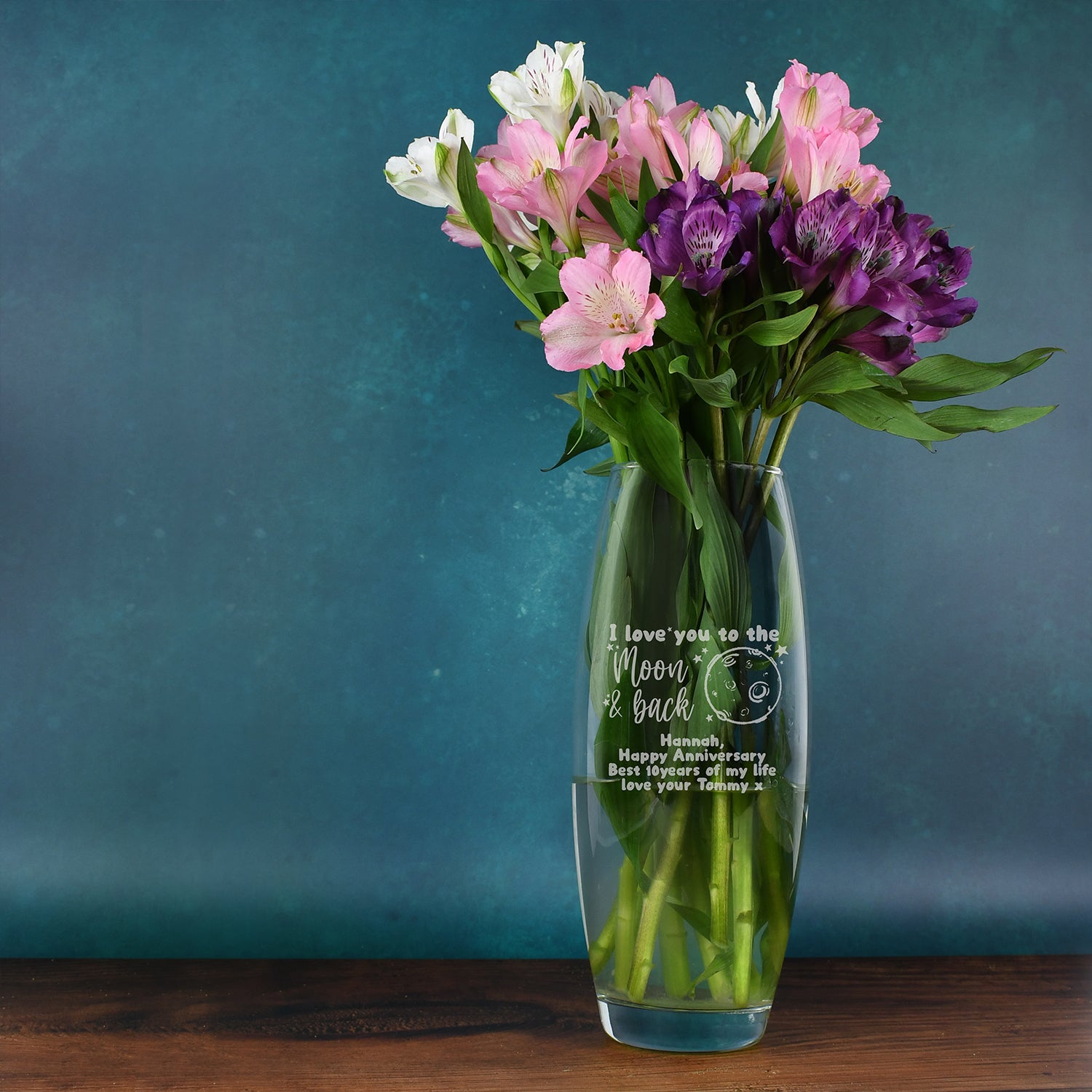 Personalised To The Moon and Back Glass Bullet Vase - Bullet Vase